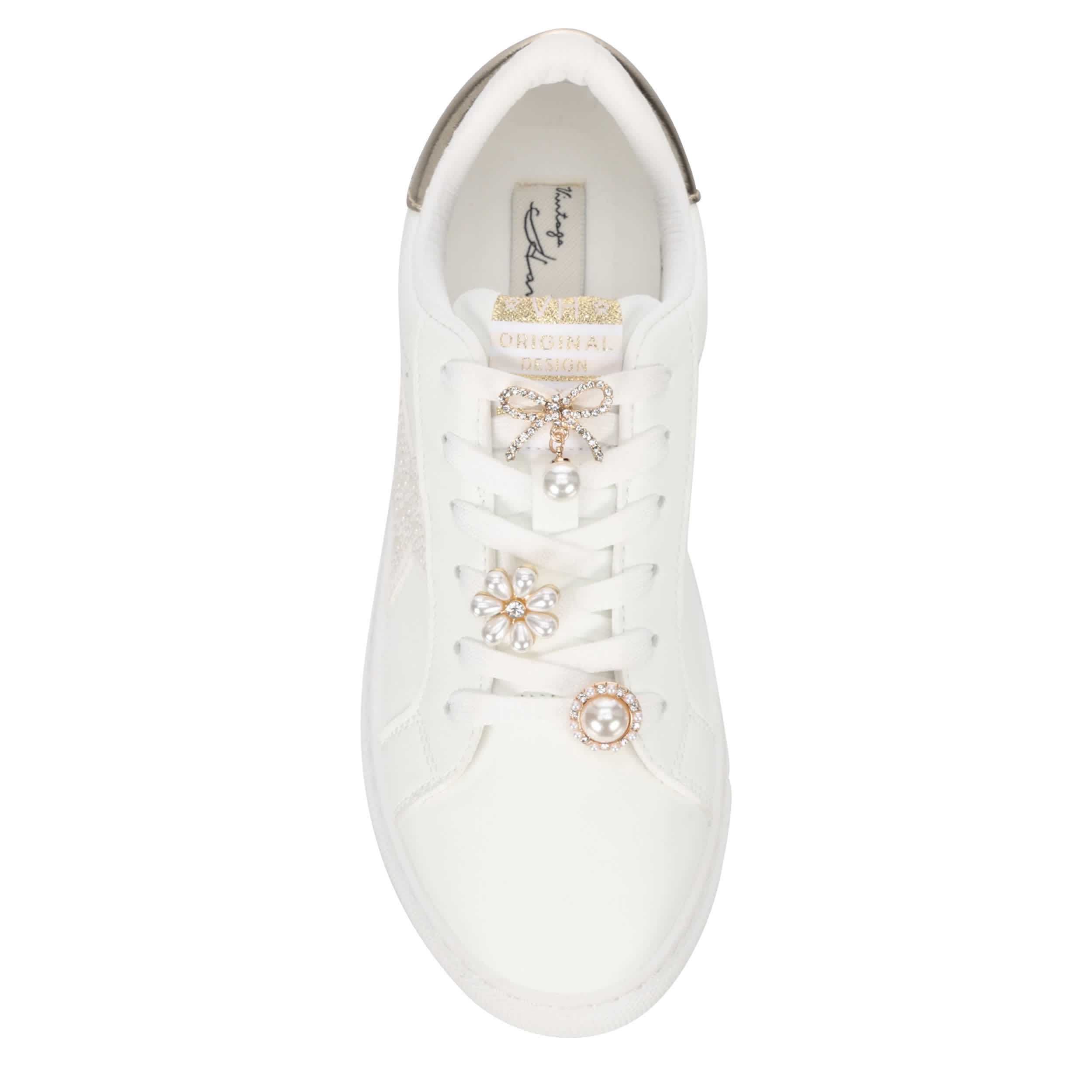 Vintage Havana-GIRLS LITTLE-BIG KID DORA SNEAKER-WHITE & GOLD