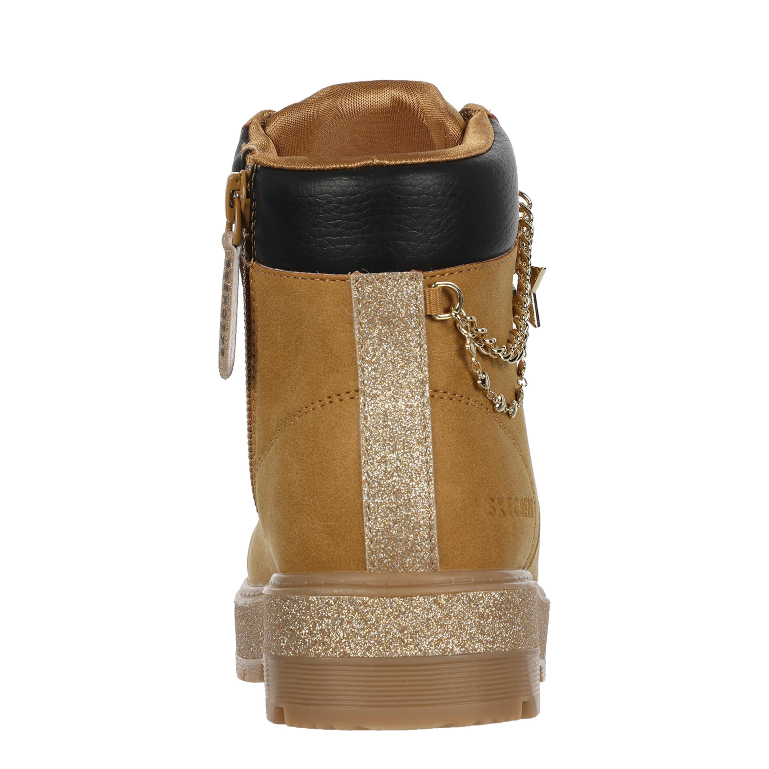 SKECHERS-GIRLS LITTLE-BIG KID STREET GLITZ LACE-UP BOOT-WHEAT & 