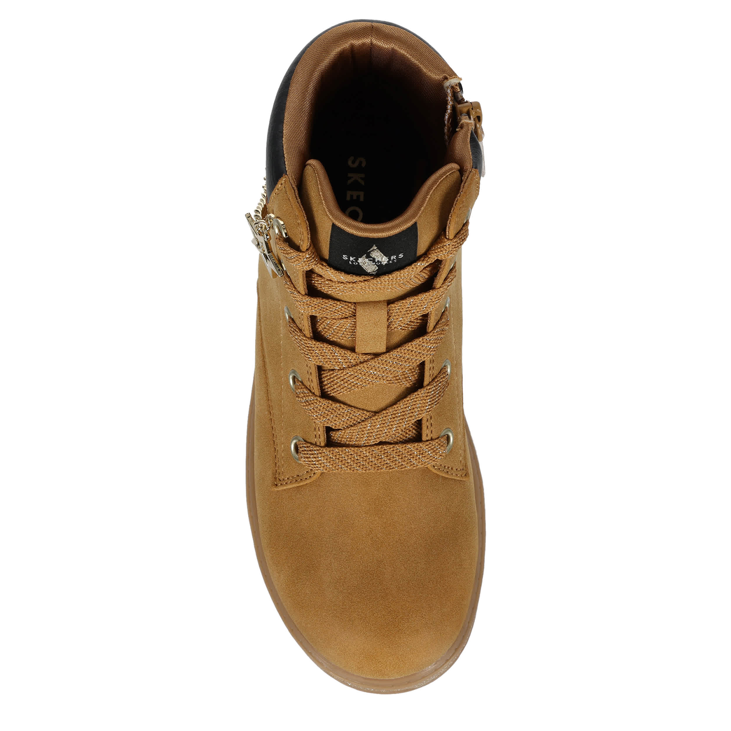SKECHERS-GIRLS LITTLE-BIG KID STREET GLITZ LACE-UP BOOT-WHEAT & 