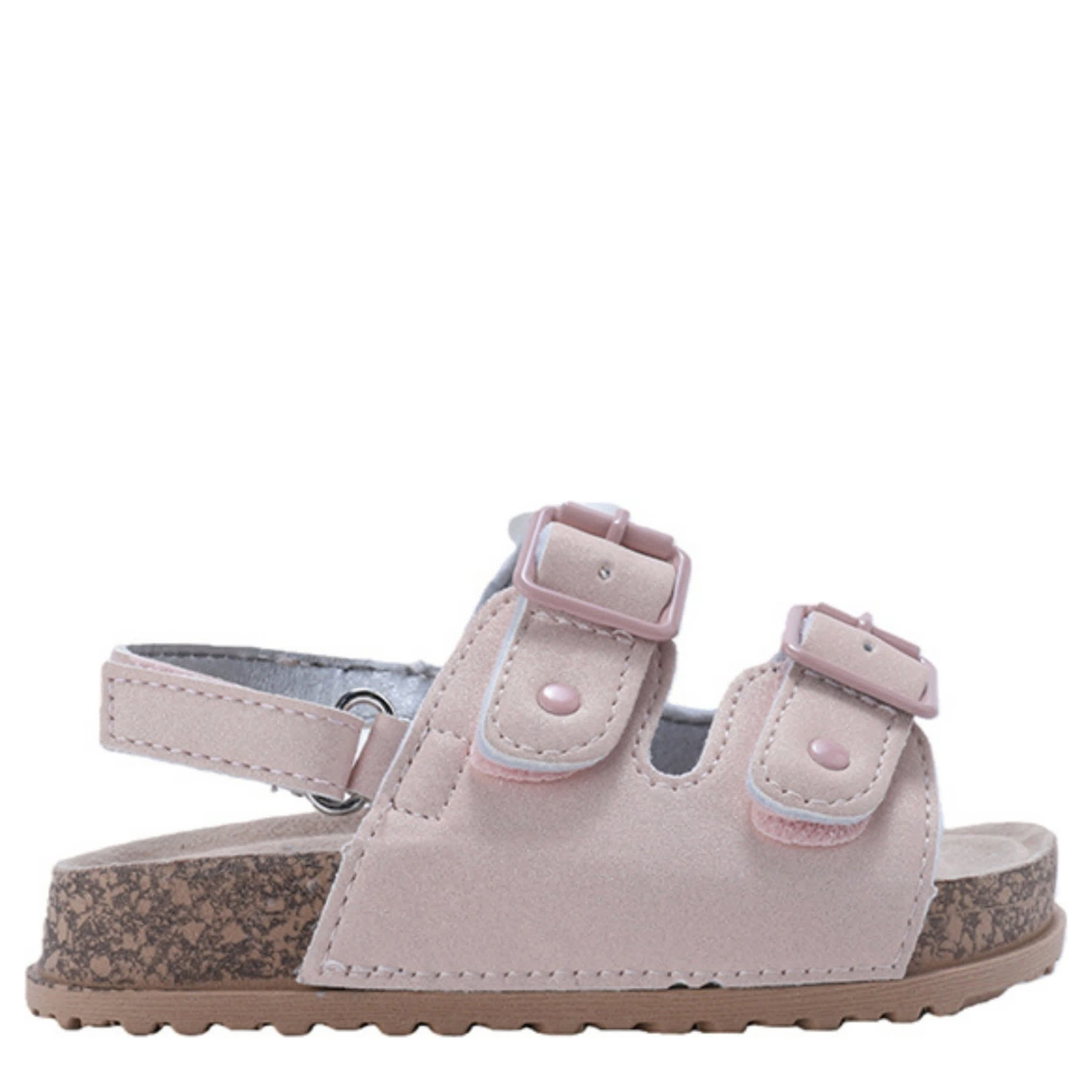 BEBE-GIRLS INFANT-TODDLER FOOTBED SANDAL-PALE PINK & 