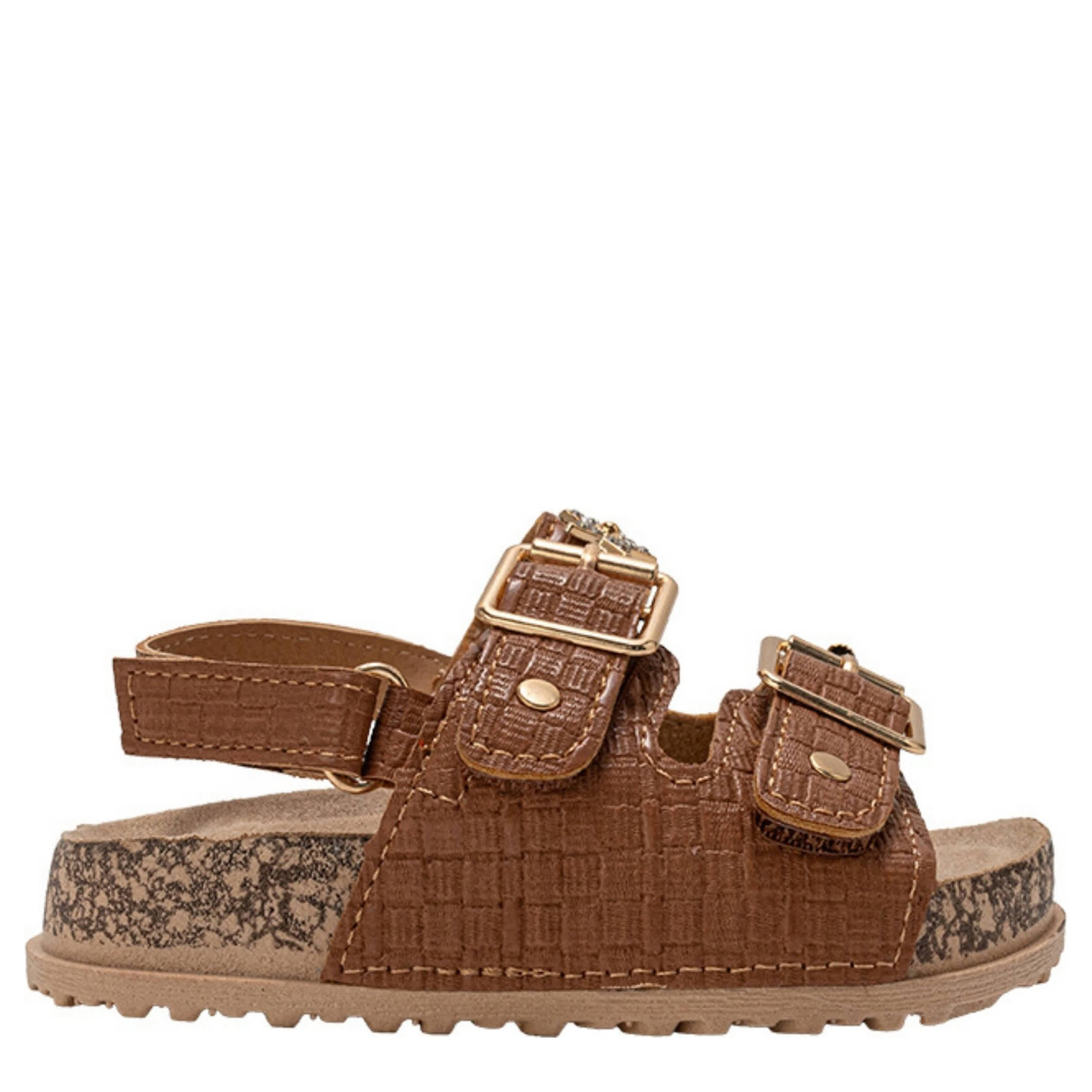 BEBE-GIRLS INFANT-TODDLER FOOTBED SANDAL-COGNAC & 