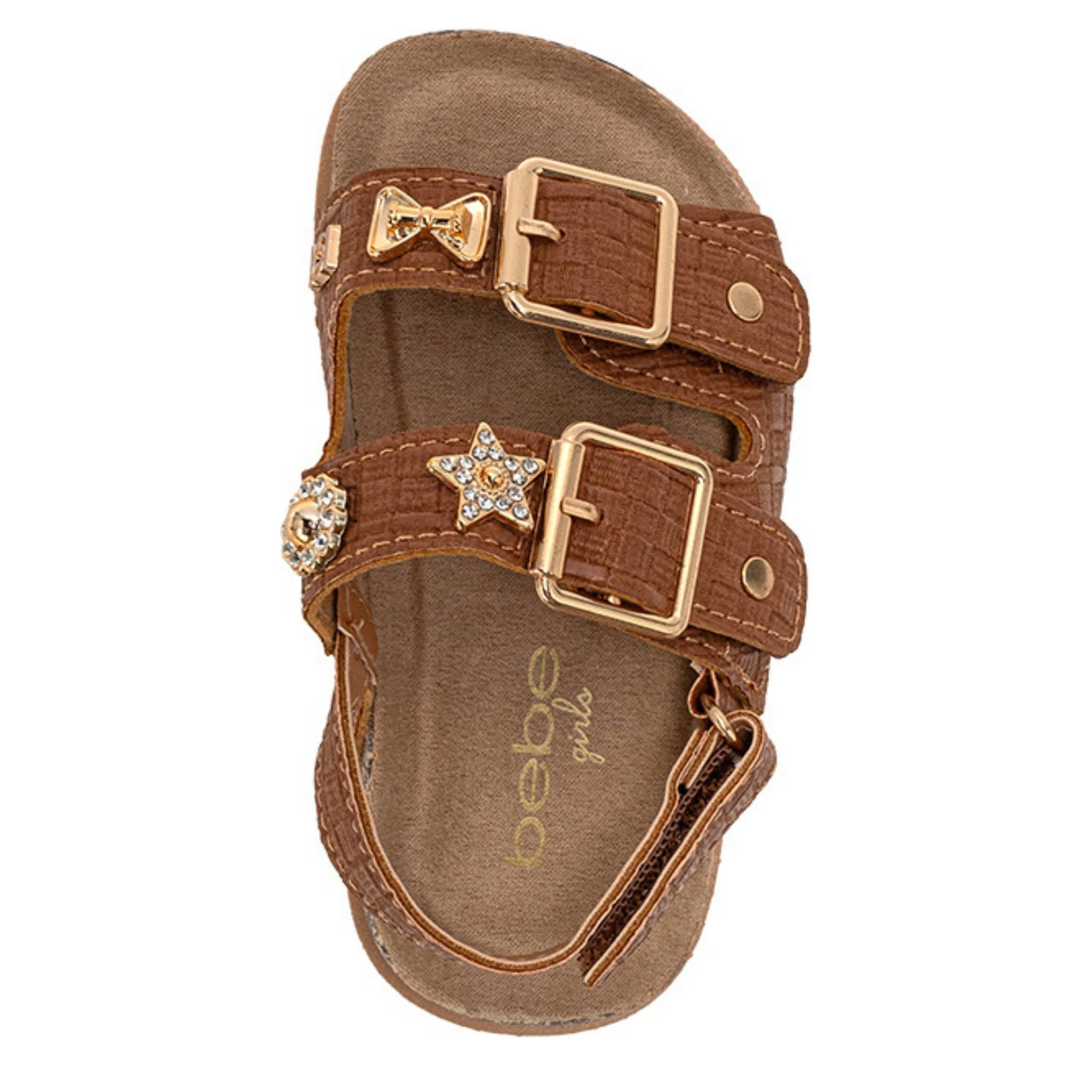 BEBE-GIRLS INFANT-TODDLER FOOTBED SANDAL-COGNAC & 