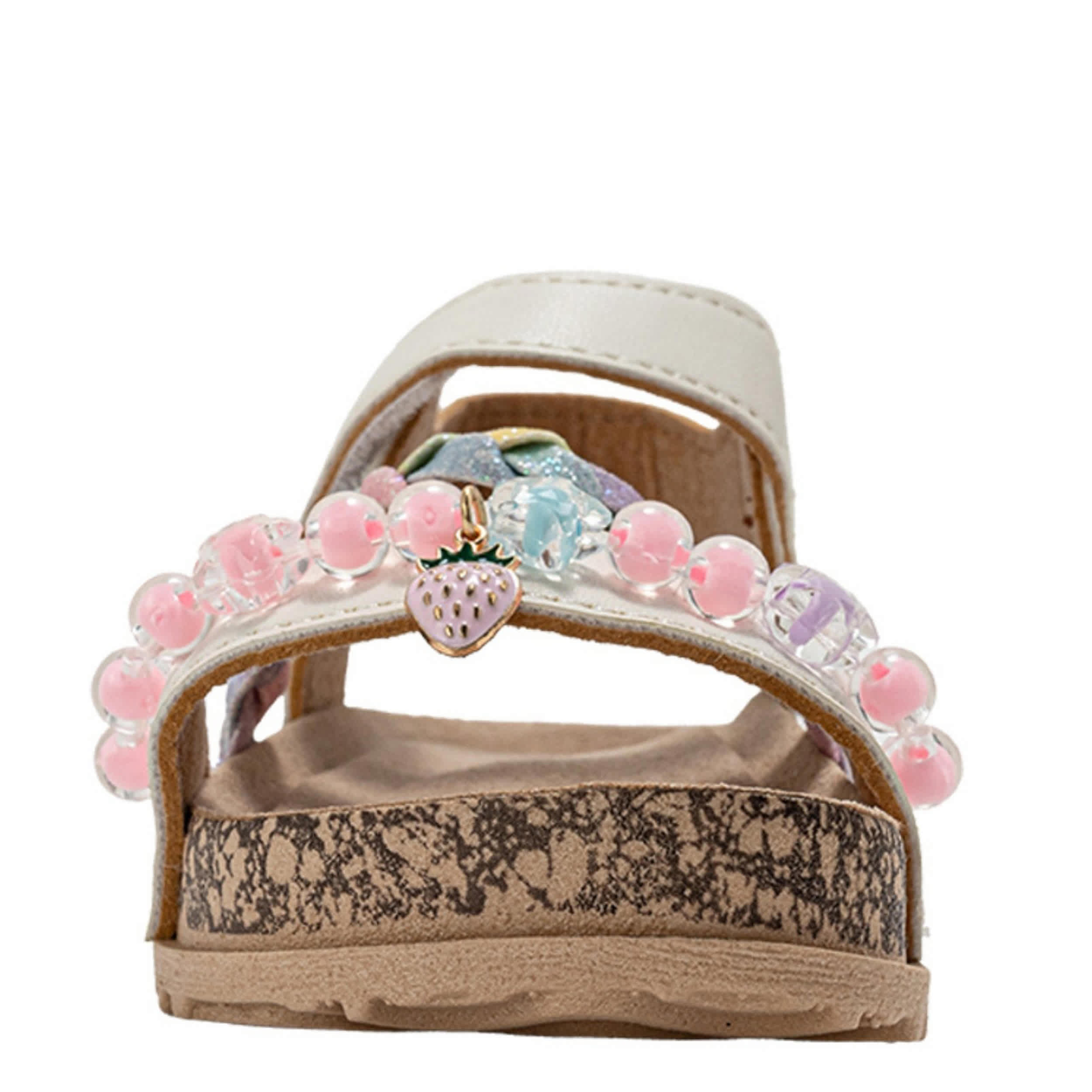 BEBE-GIRLS INFANT-TODDLER FOOTBED SANDAL-WHITE & MULTICOLOR