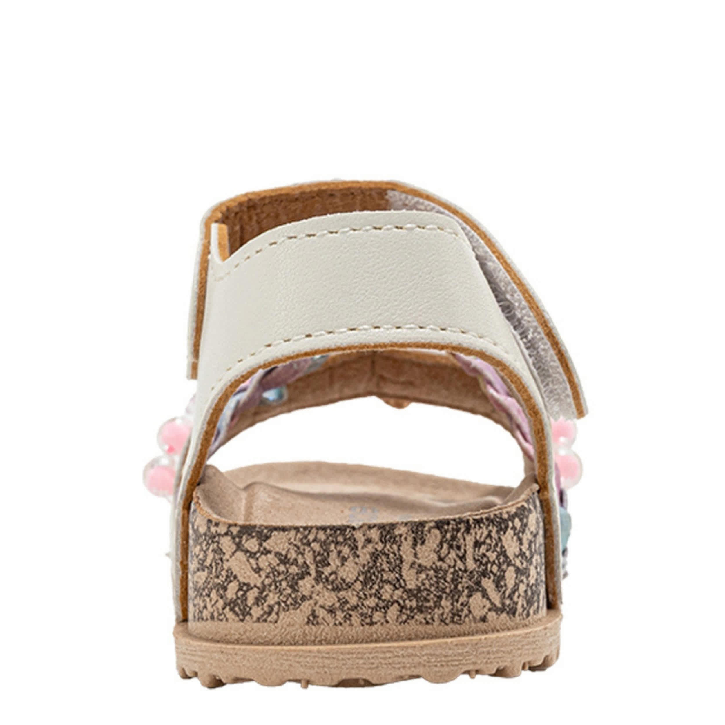 BEBE-GIRLS INFANT-TODDLER FOOTBED SANDAL-WHITE & MULTICOLOR