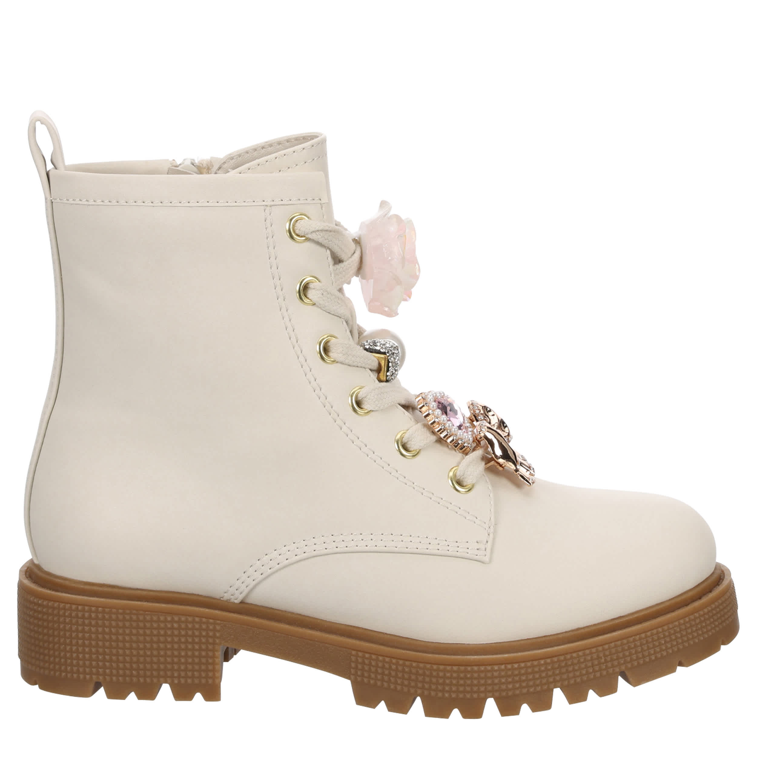 STEVE MADDEN-GIRLS LITTLE-BIG KID JCHARMS COMBAT BOOT-BONE & 