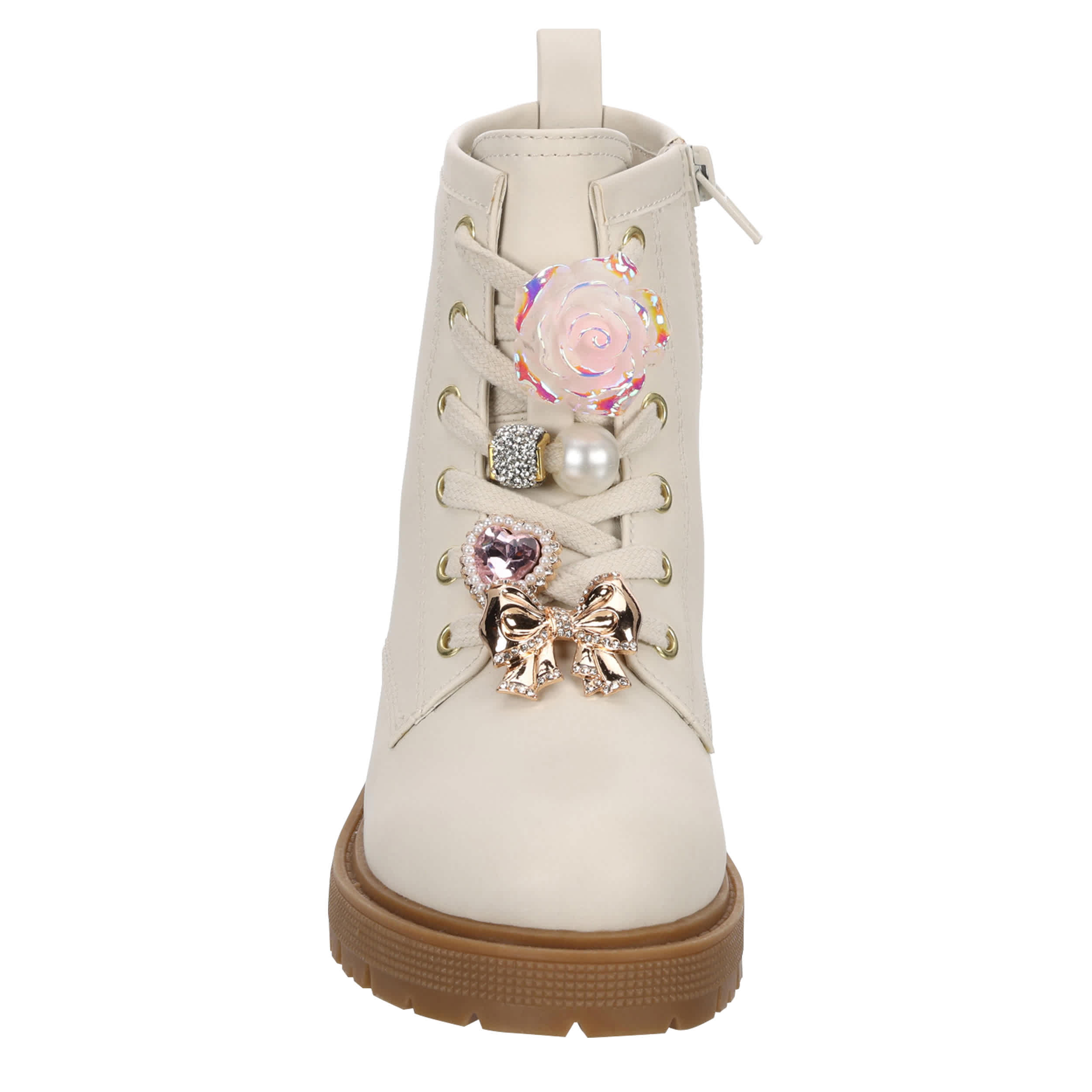 STEVE MADDEN-GIRLS LITTLE-BIG KID JCHARMS COMBAT BOOT-BONE & 