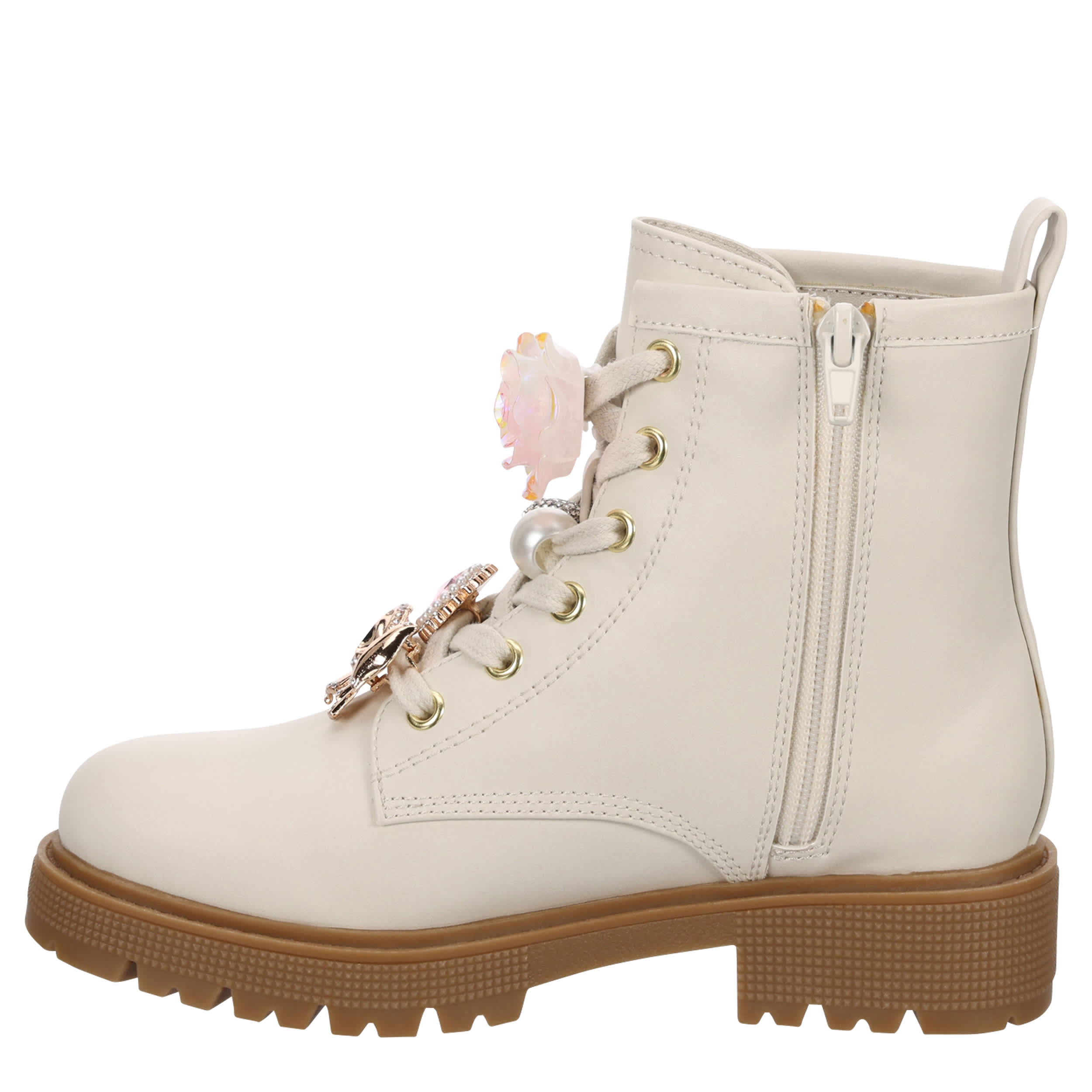 STEVE MADDEN-GIRLS LITTLE-BIG KID JCHARMS COMBAT BOOT-BONE & 