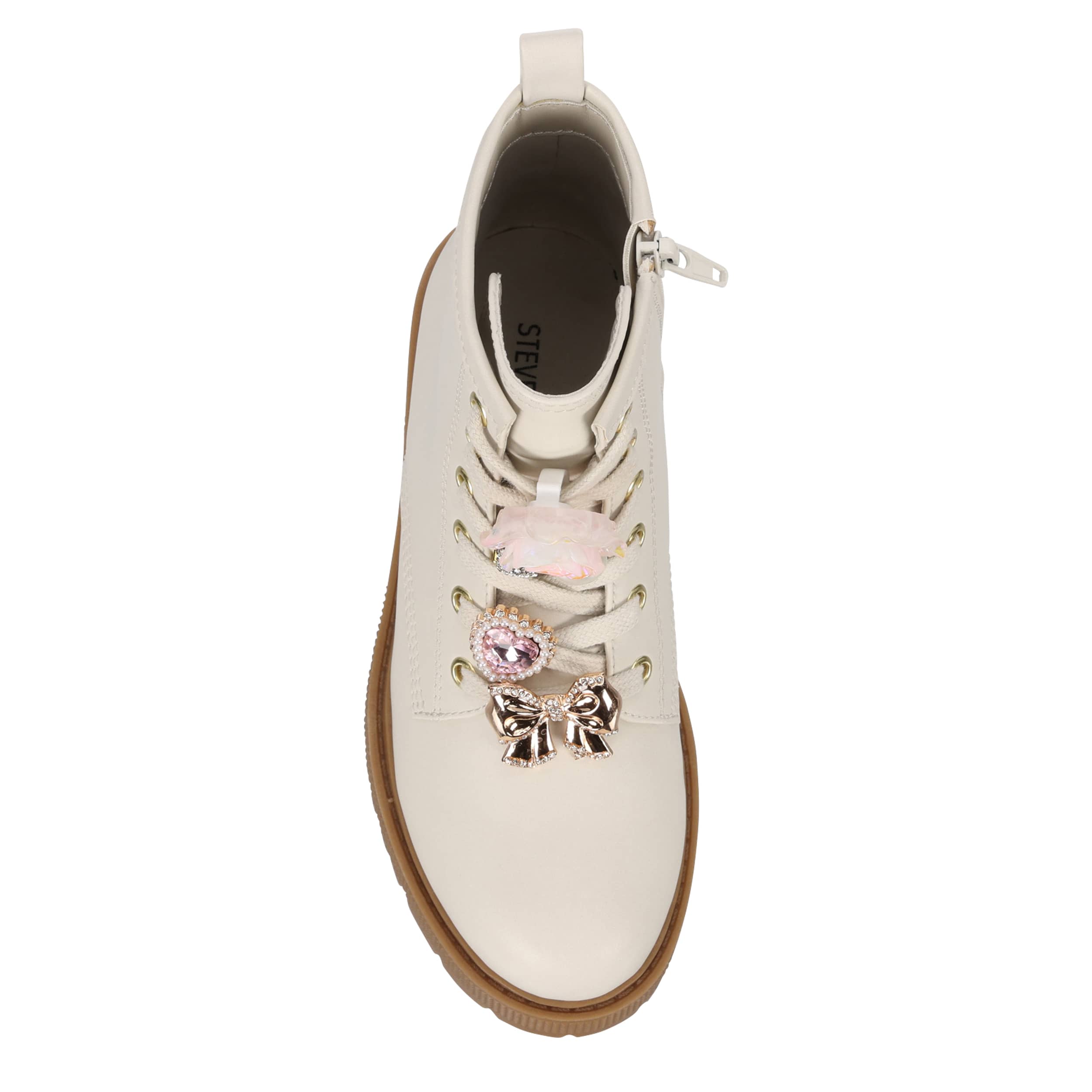 STEVE MADDEN-GIRLS LITTLE-BIG KID JCHARMS COMBAT BOOT-BONE & 