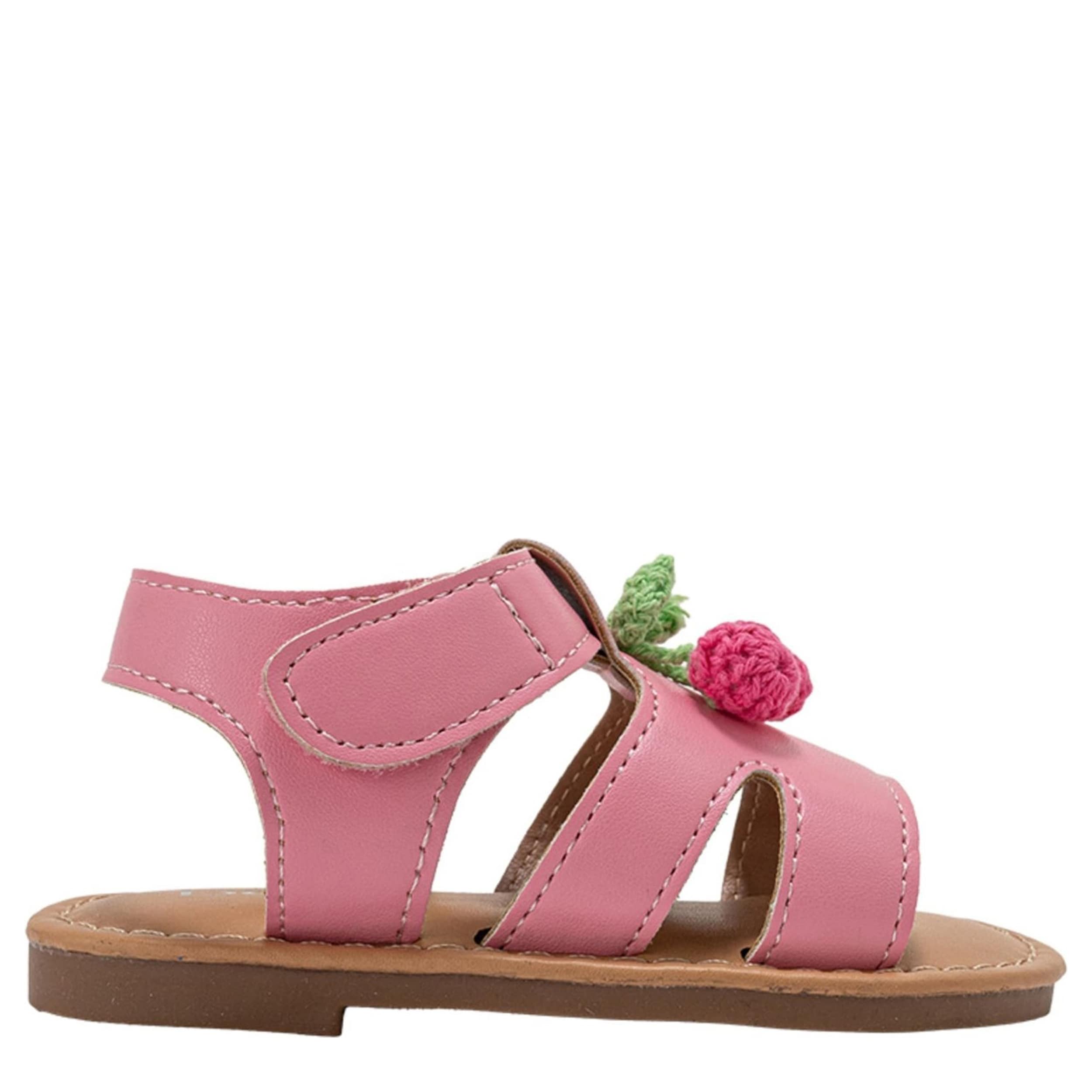 BEBE-GIRLS INFANT-TODDLER FLAT SANDAL-PINK & FLORAL