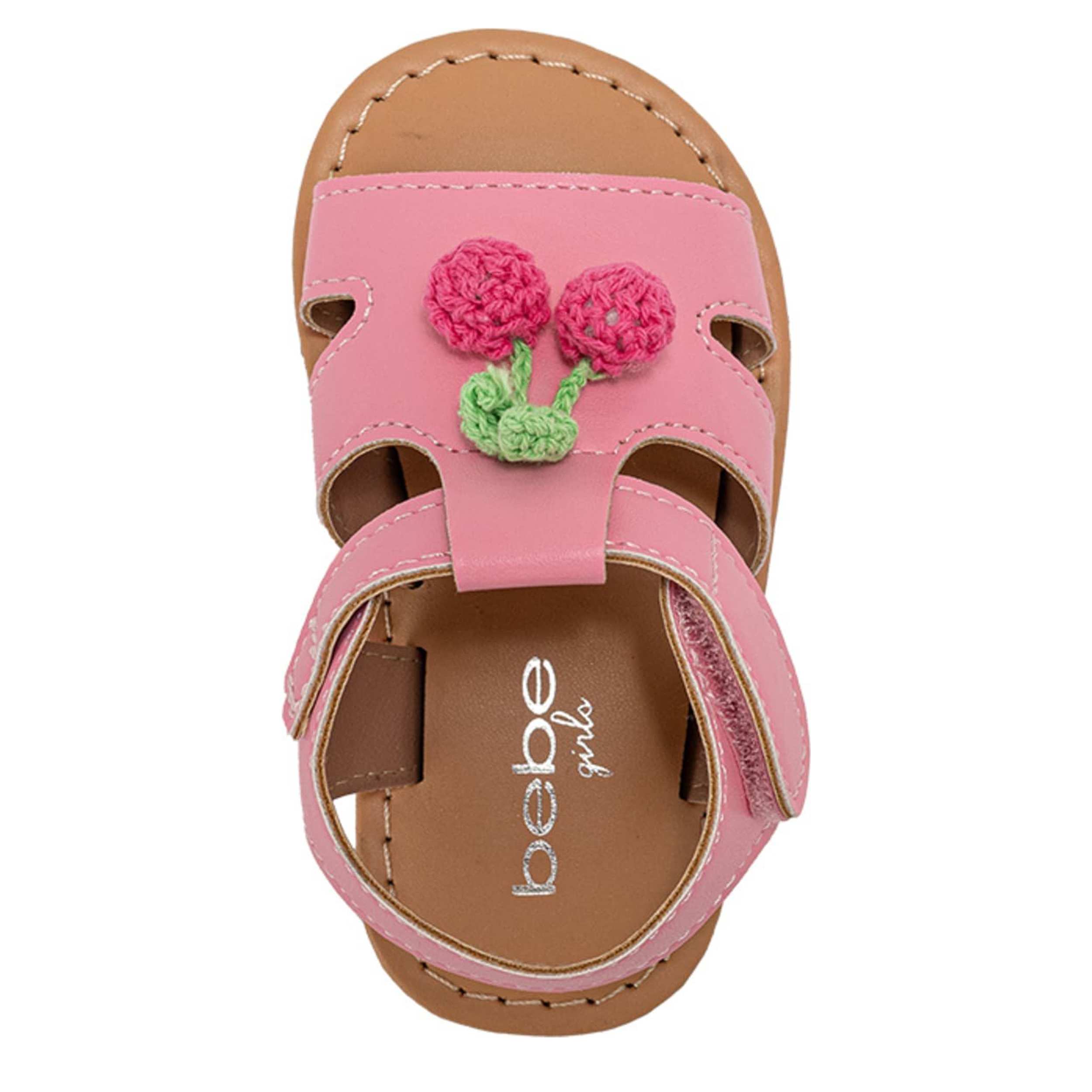 BEBE-GIRLS INFANT-TODDLER FLAT SANDAL-PINK & FLORAL