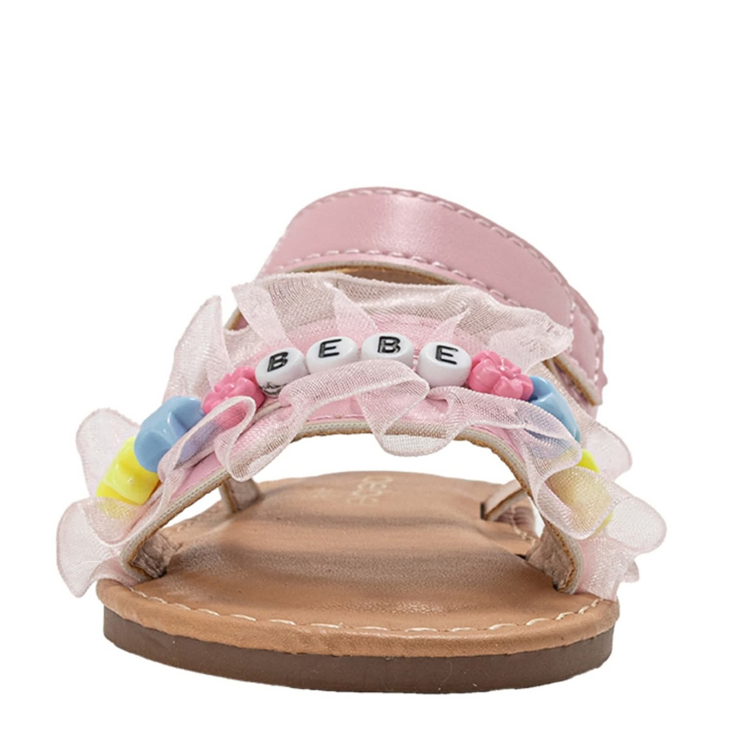 BEBE-GIRLS INFANT-TODDLER FLAT SANDAL-PALE PINK & FLORAL