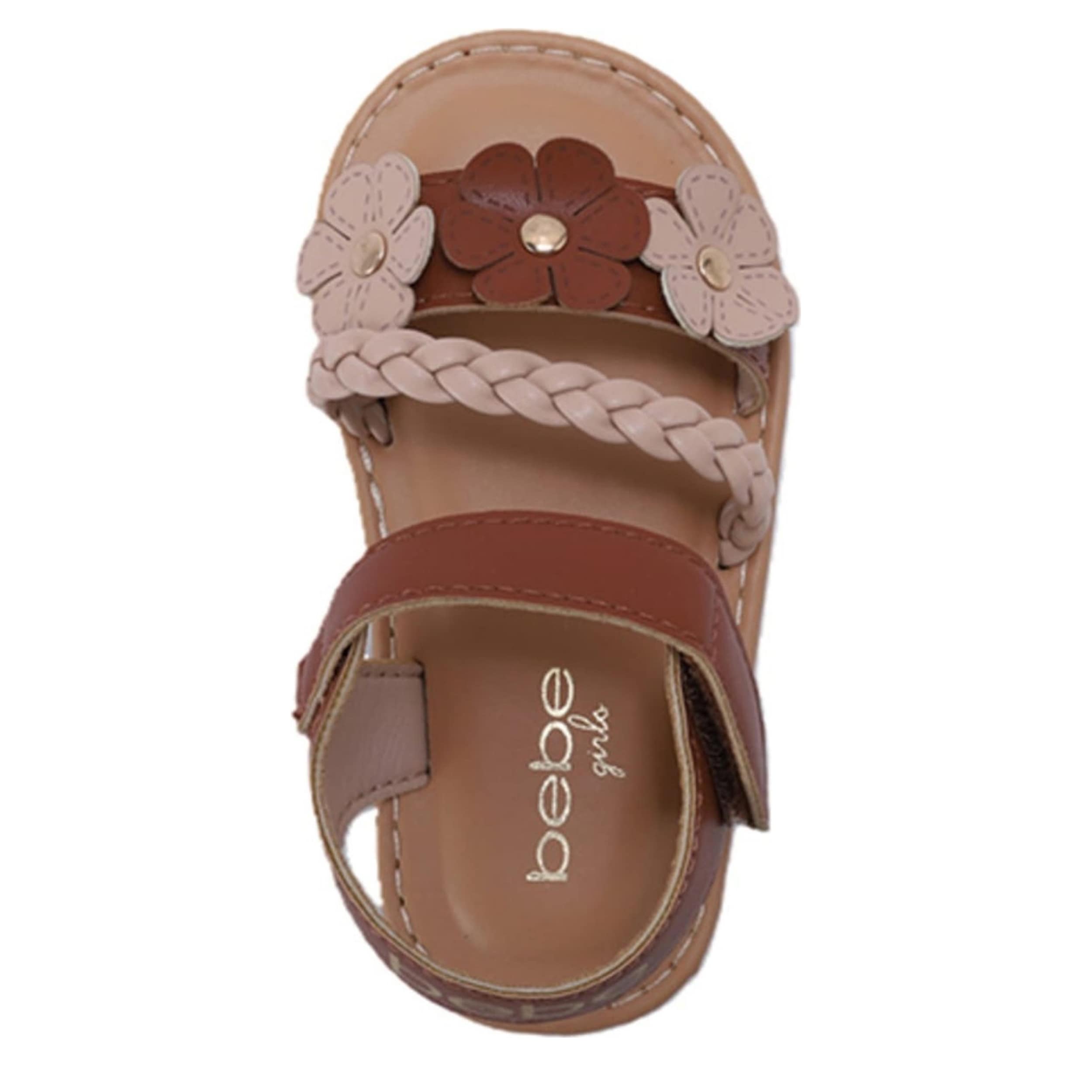 BEBE-GIRLS INFANT-TODDLER FLAT SANDAL-COGNAC & 