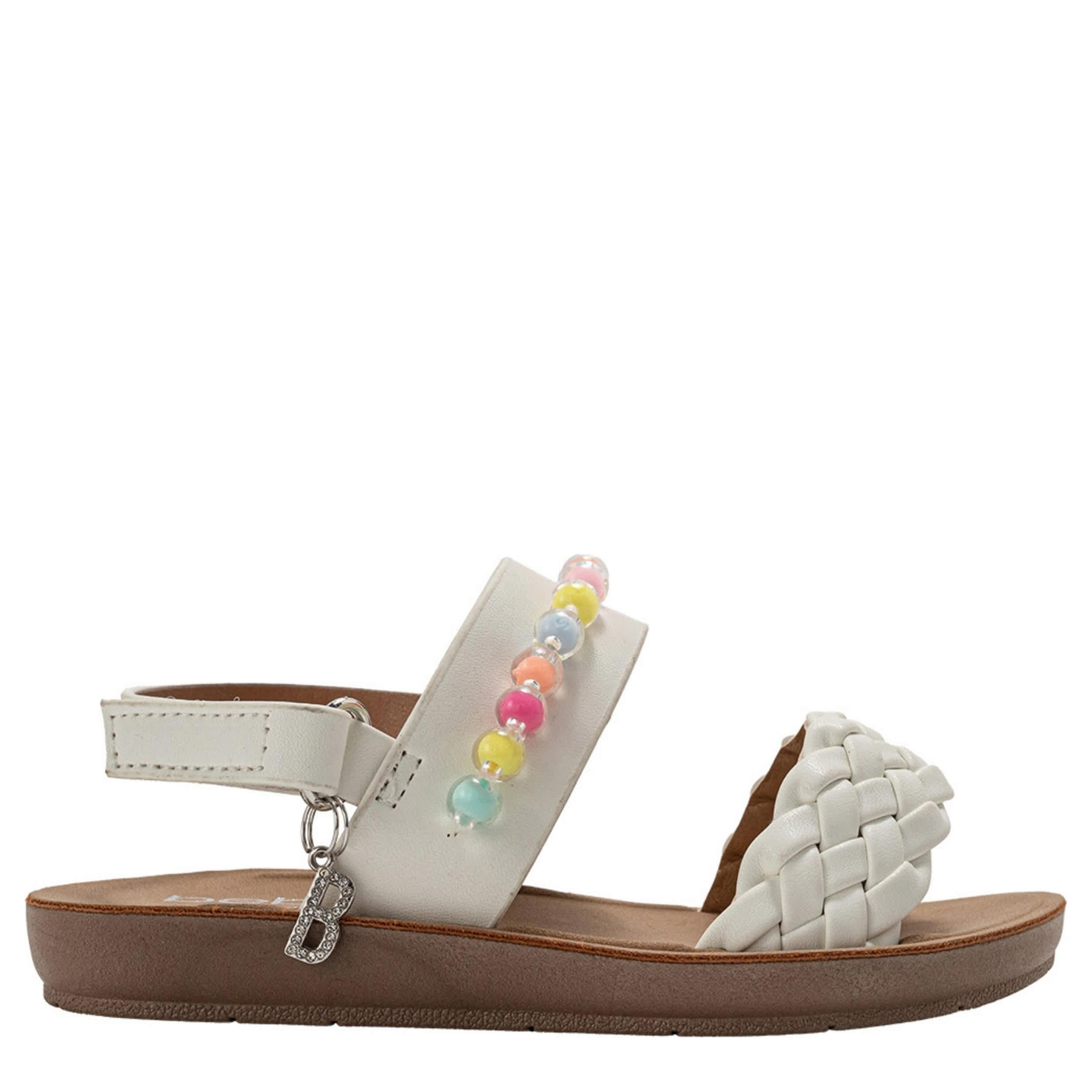 BEBE-GIRLS INFANT-TODDLER FLAT SANDAL-WHITE & FLORAL