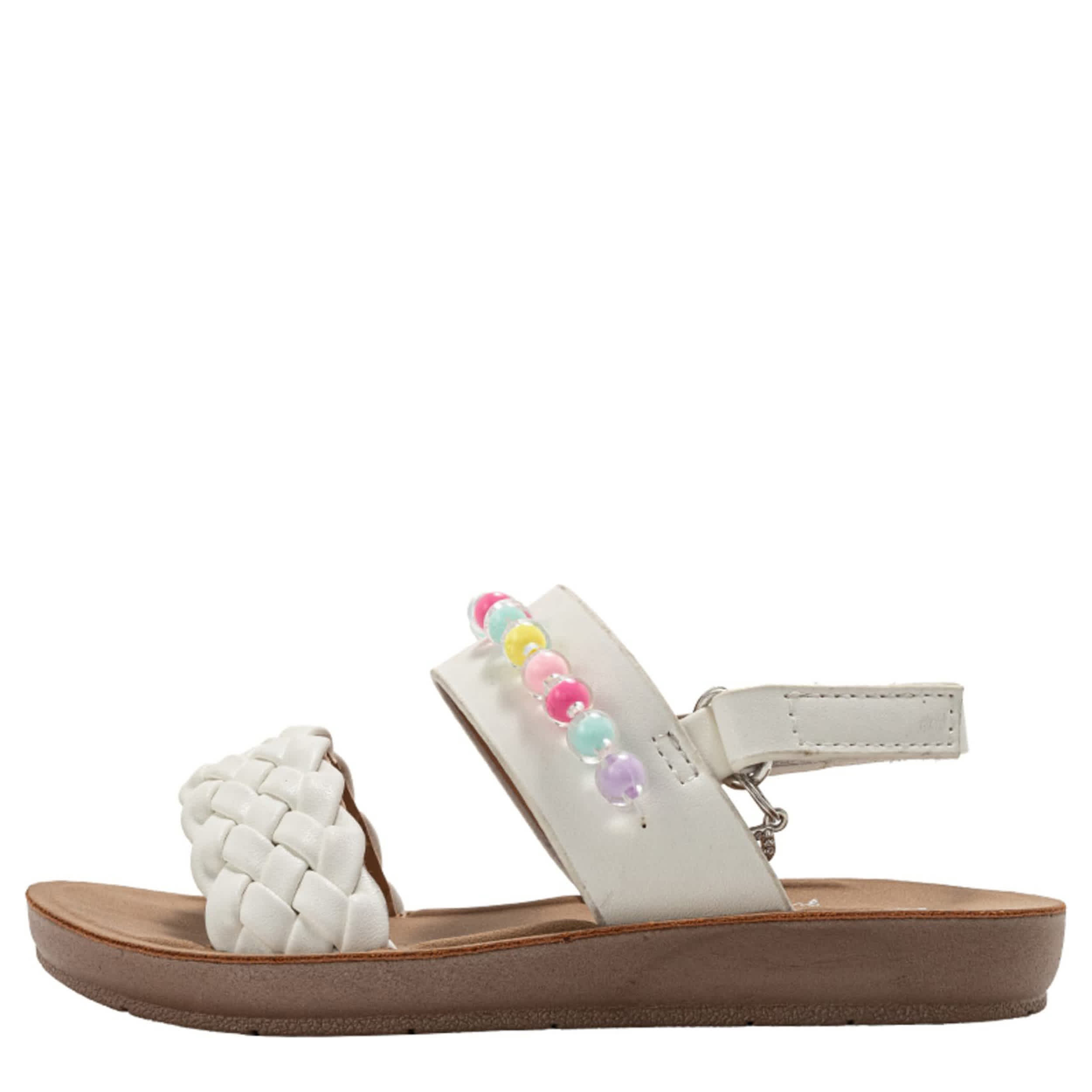 BEBE-GIRLS INFANT-TODDLER FLAT SANDAL-WHITE & FLORAL