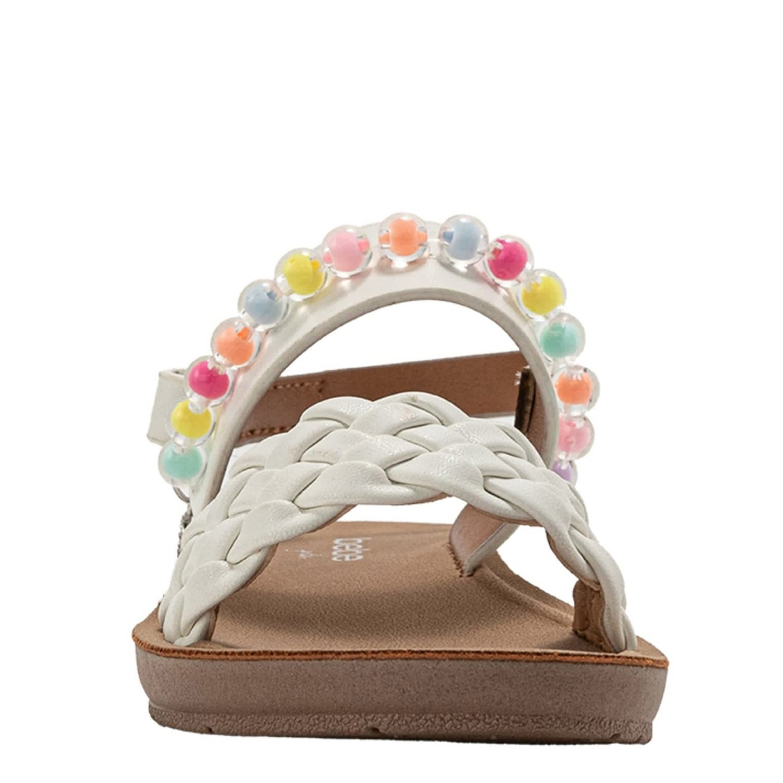 BEBE-GIRLS INFANT-TODDLER FLAT SANDAL-WHITE & FLORAL