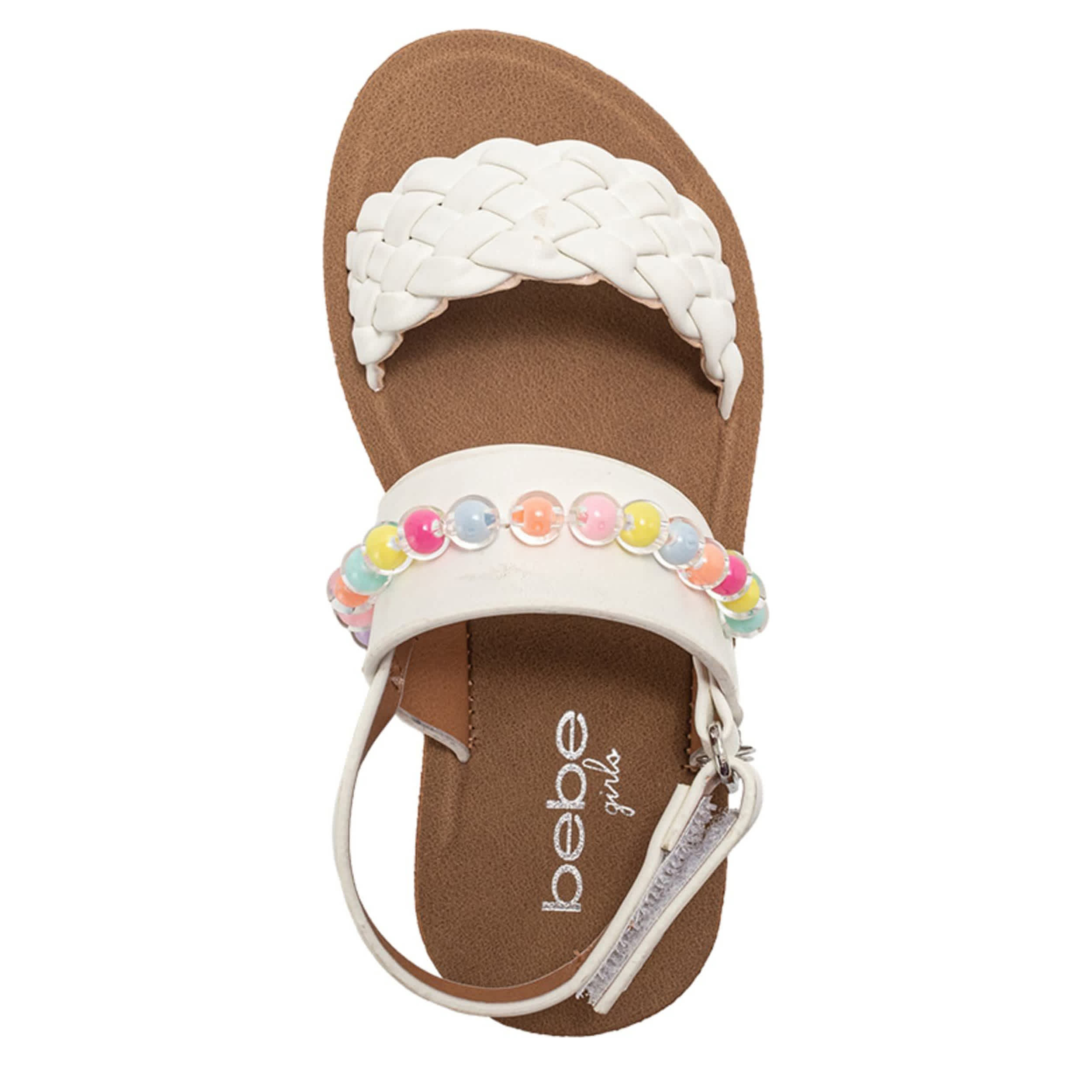BEBE-GIRLS INFANT-TODDLER FLAT SANDAL-WHITE & FLORAL