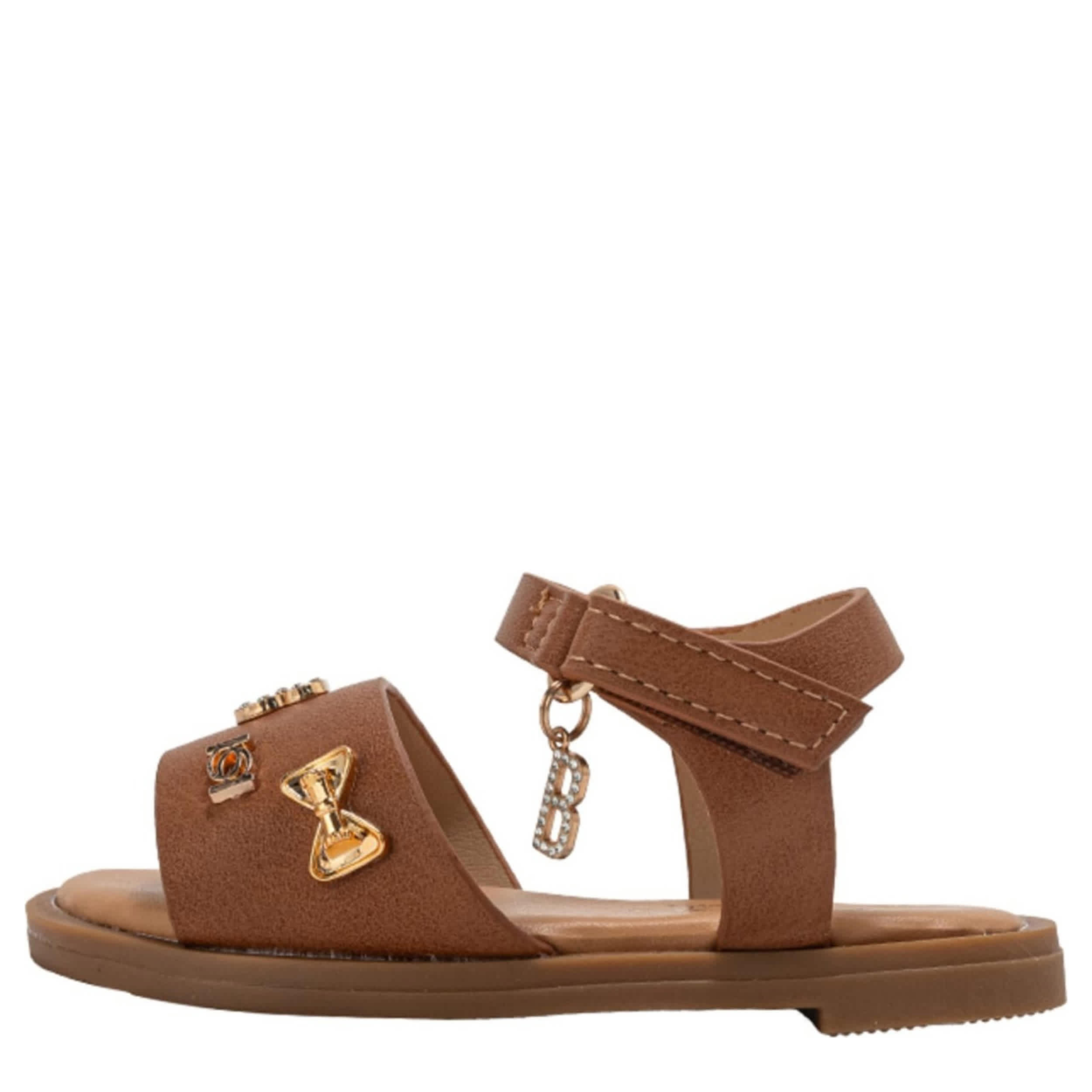 BEBE-GIRLS INFANT-TODDLER FLAT SANDAL-COGNAC & 