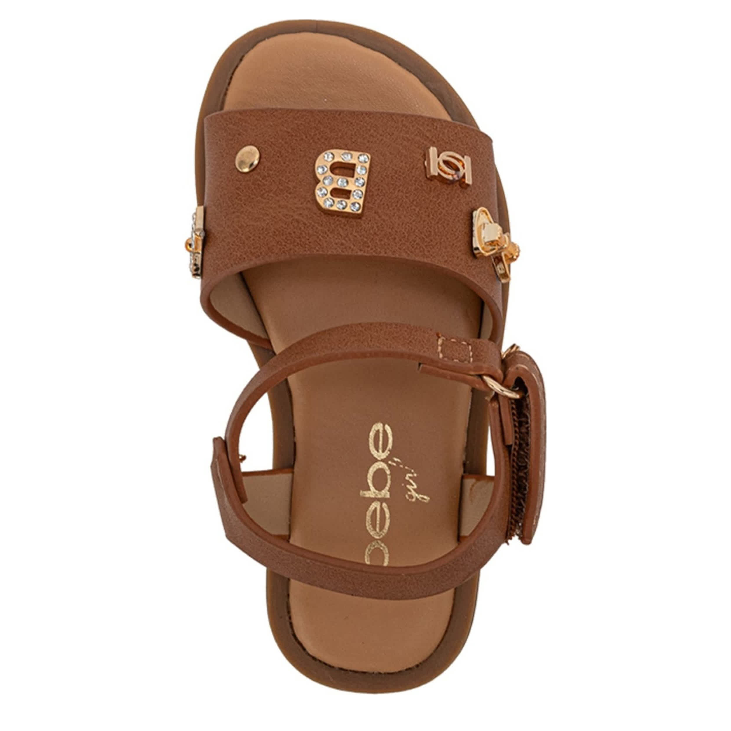 BEBE-GIRLS INFANT-TODDLER FLAT SANDAL-COGNAC & 