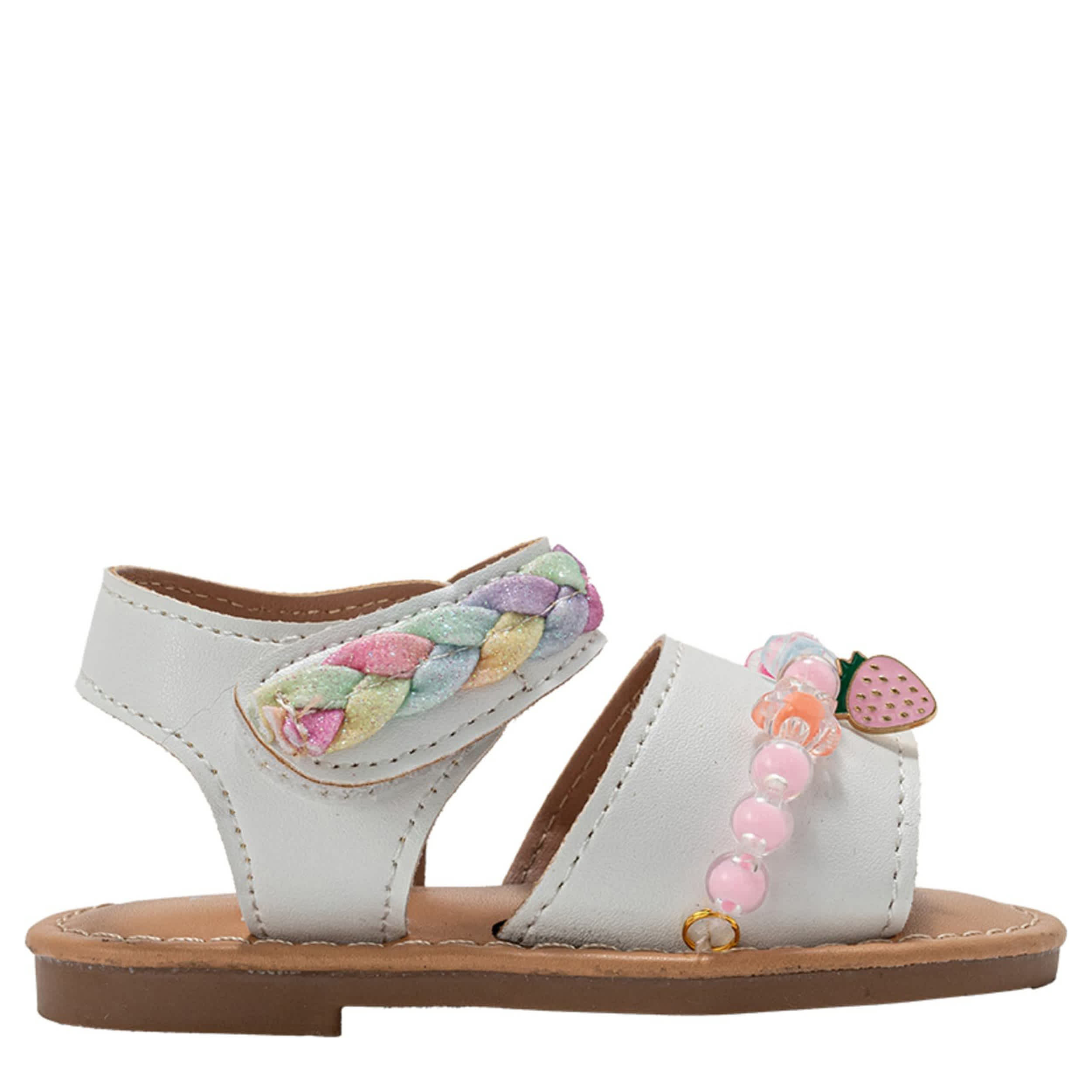 BEBE-GIRLS INFANT-TODDLER FLAT SANDAL-WHITE & 
