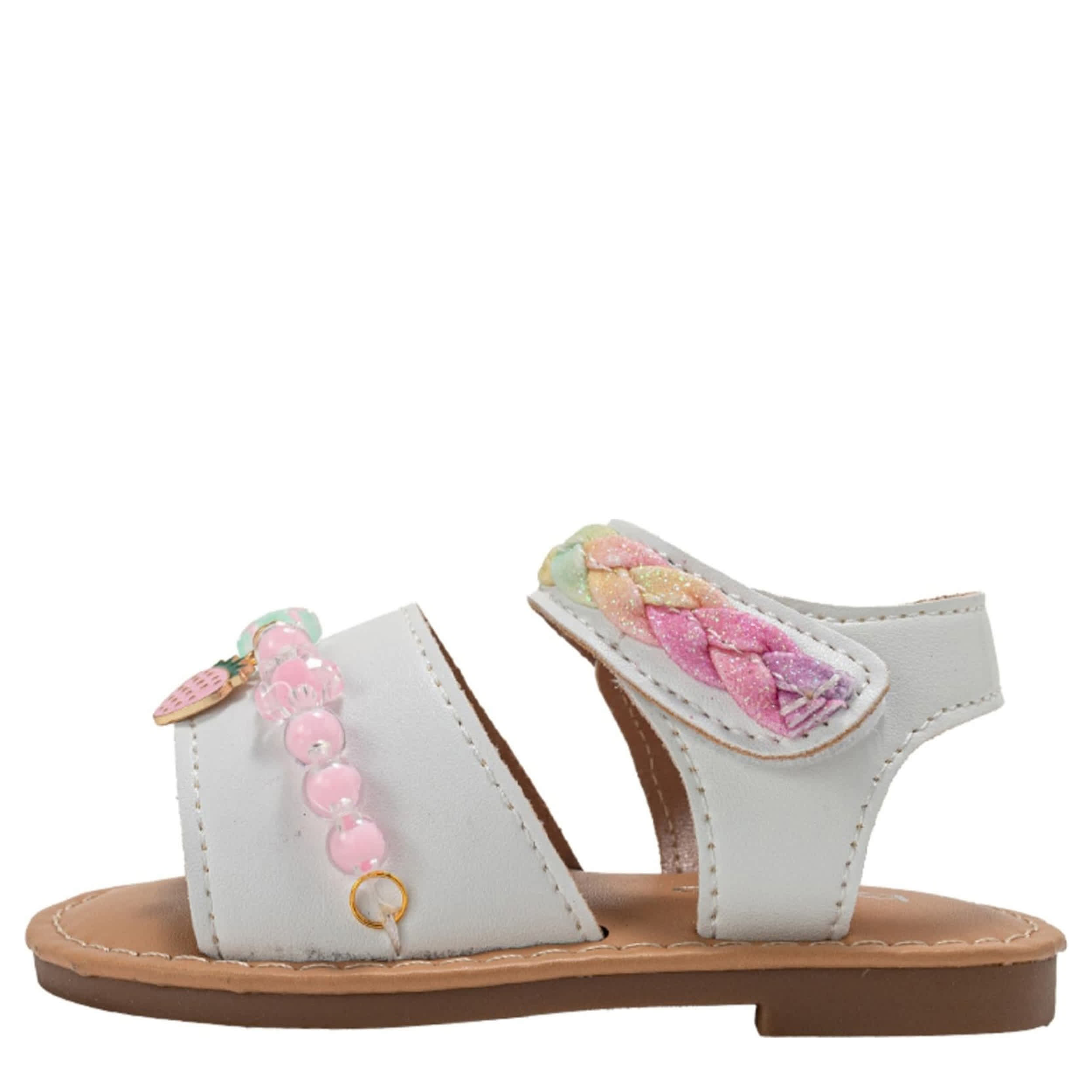 BEBE-GIRLS INFANT-TODDLER FLAT SANDAL-WHITE & 