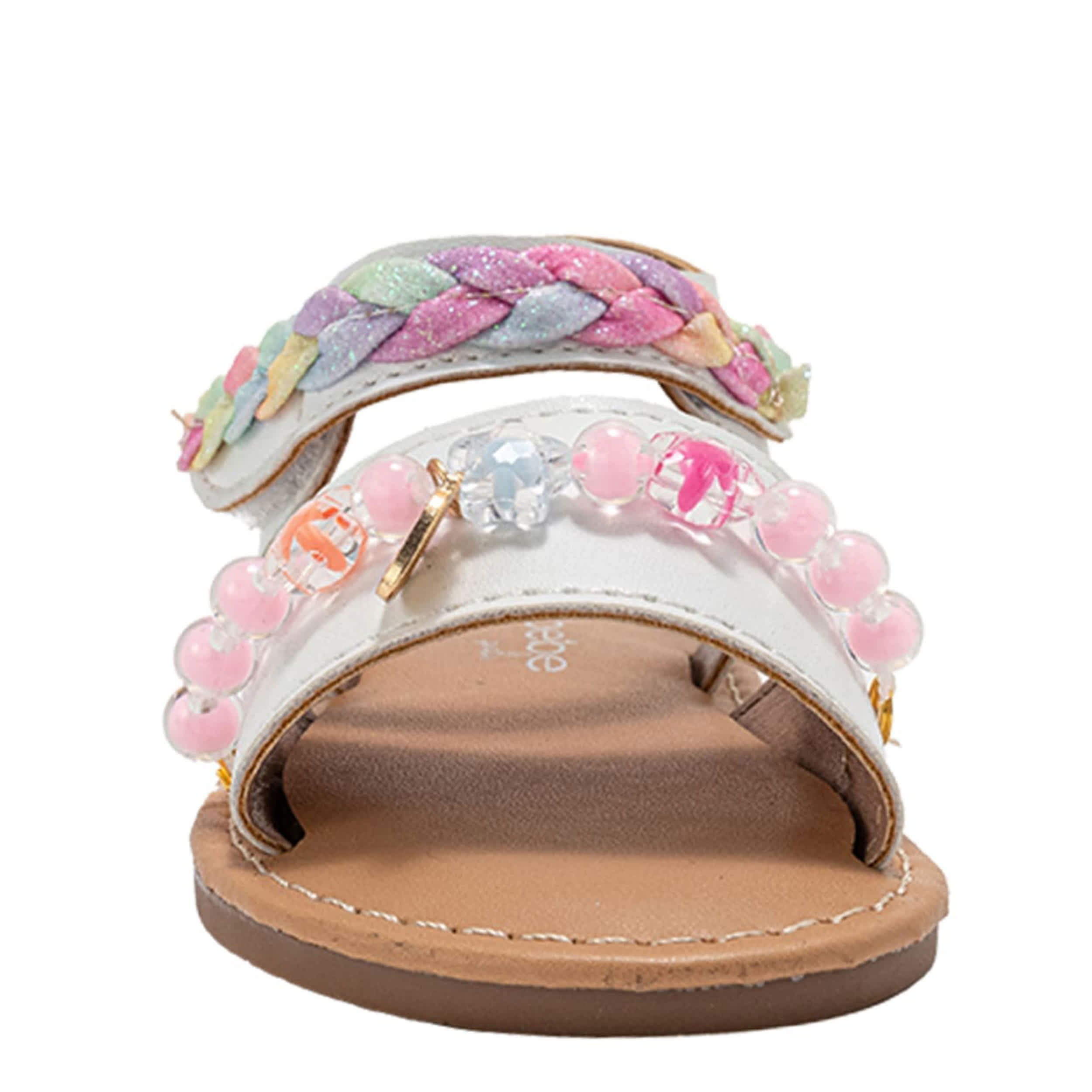 BEBE-GIRLS INFANT-TODDLER FLAT SANDAL-WHITE & 