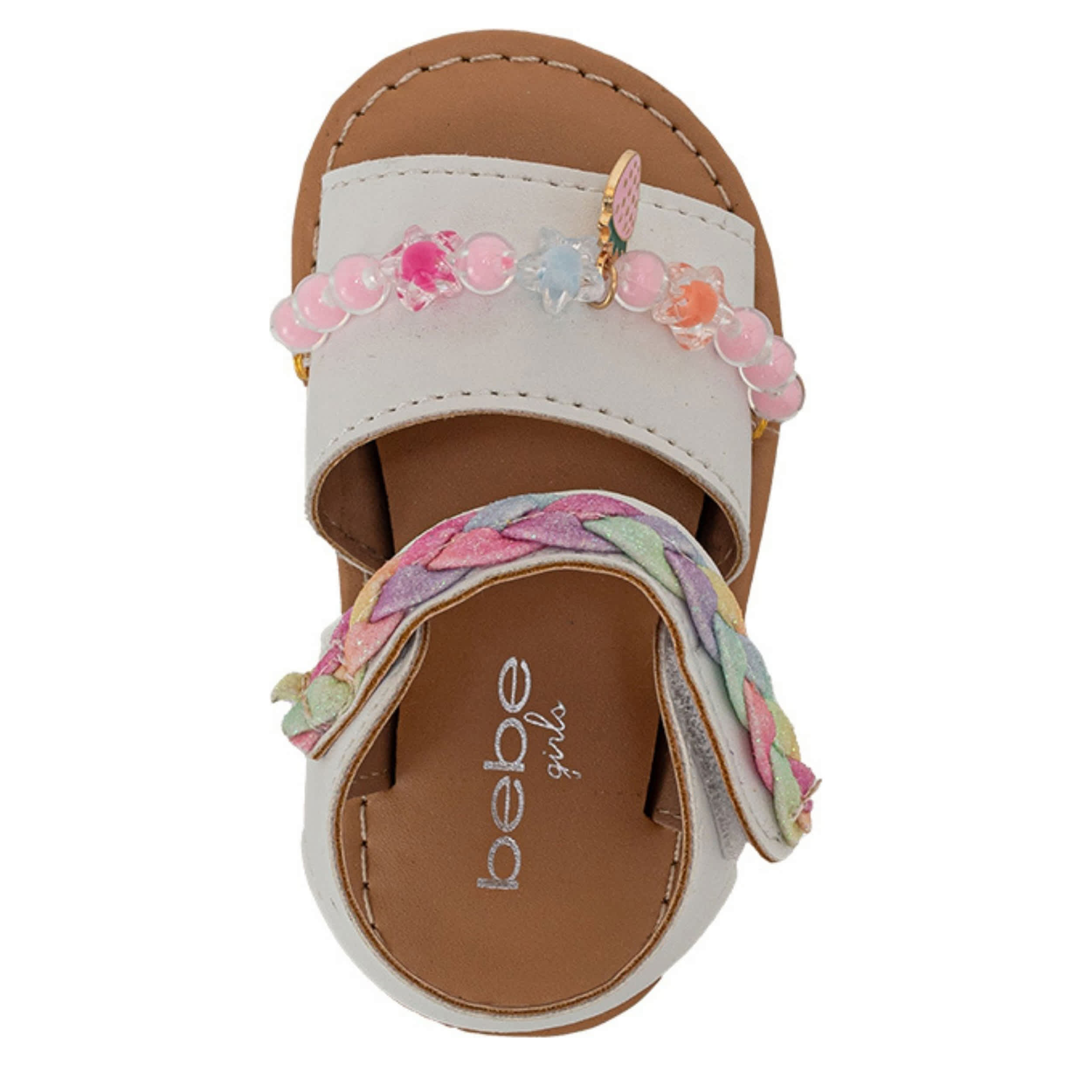 BEBE-GIRLS INFANT-TODDLER FLAT SANDAL-WHITE & 