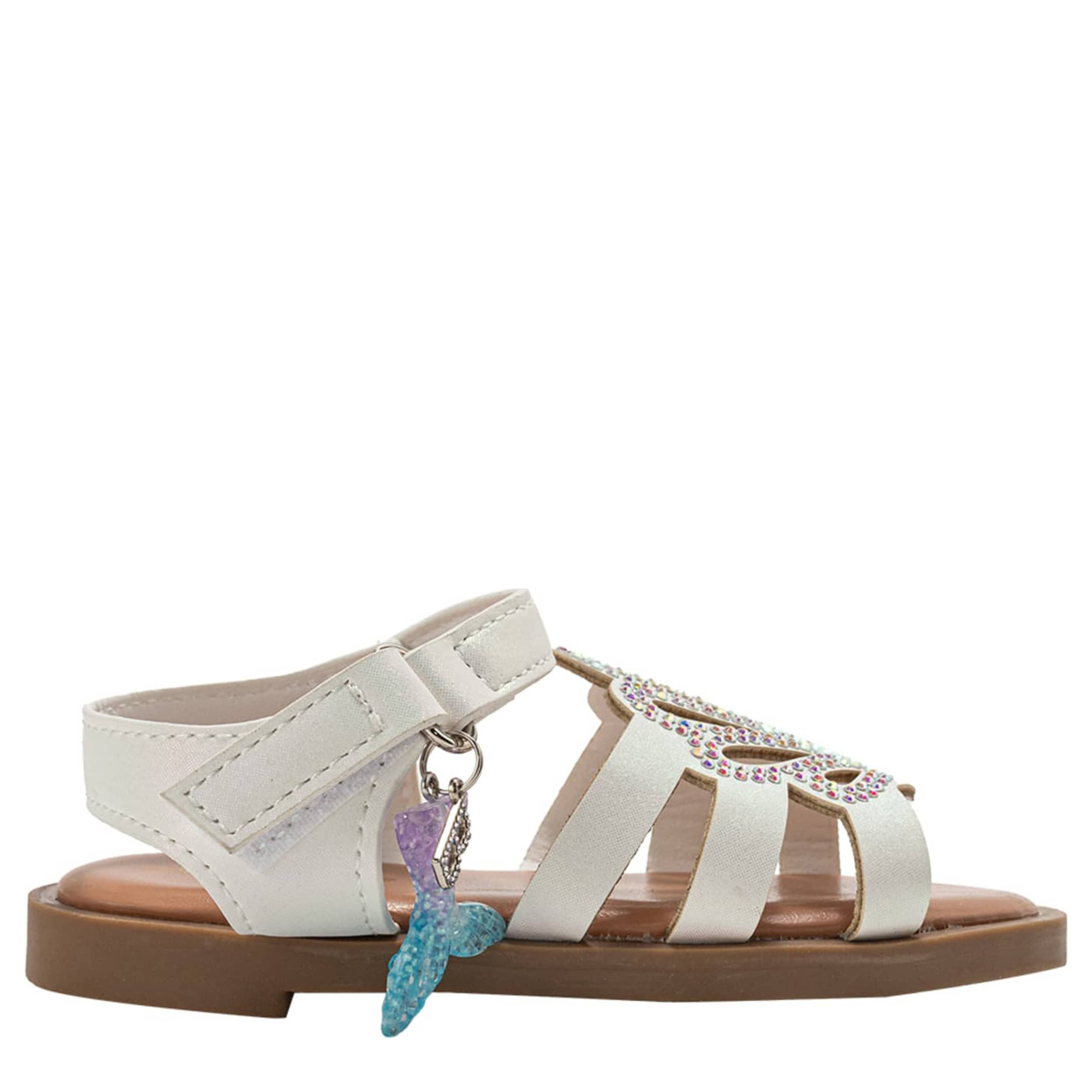 BEBE-GIRLS INFANT-TODDLER FLAT SANDAL-WHITE & 