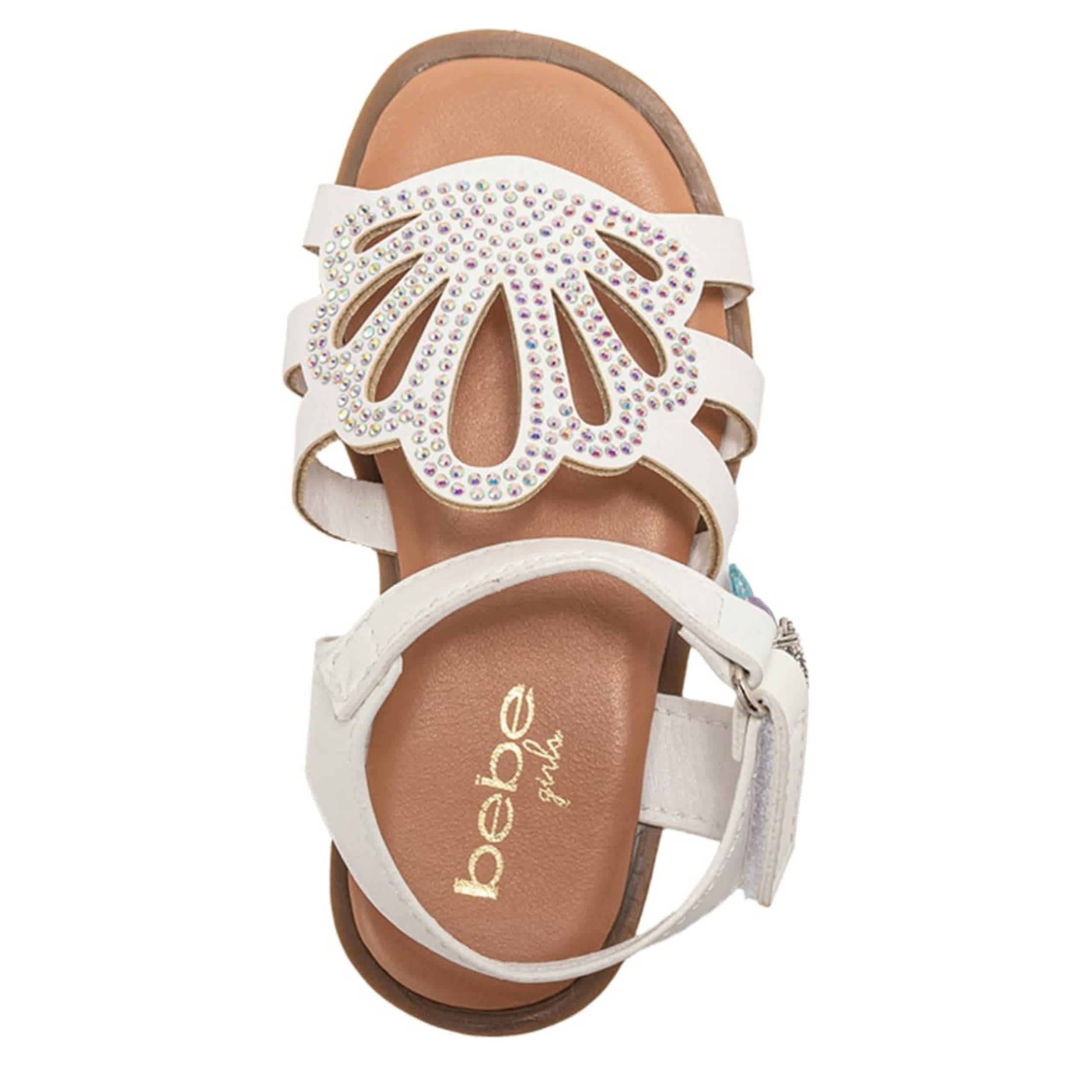 BEBE-GIRLS INFANT-TODDLER FLAT SANDAL-WHITE & 
