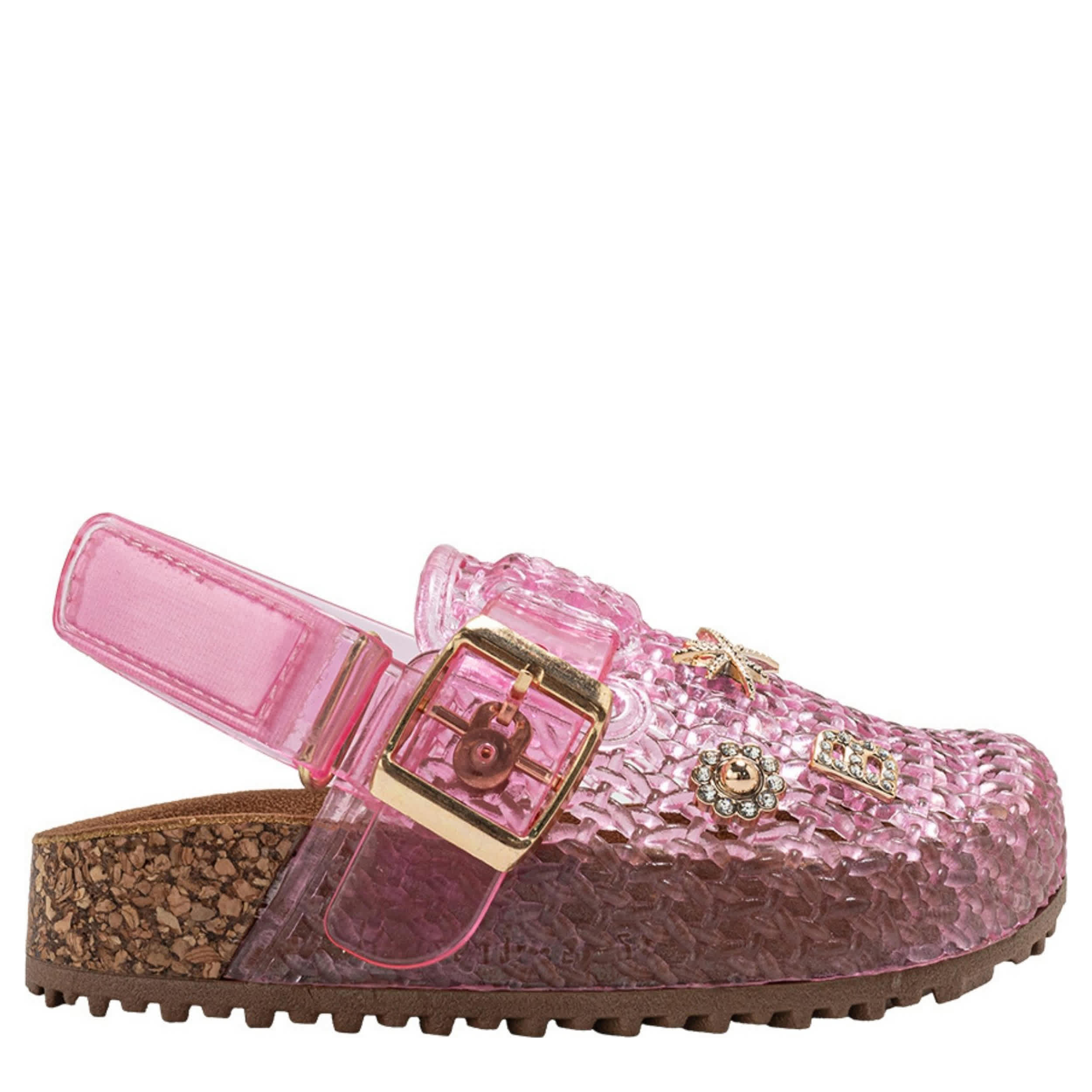 BEBE-GIRLS INFANT-TODDLER JELLY CLOG-PINK & CLEAR