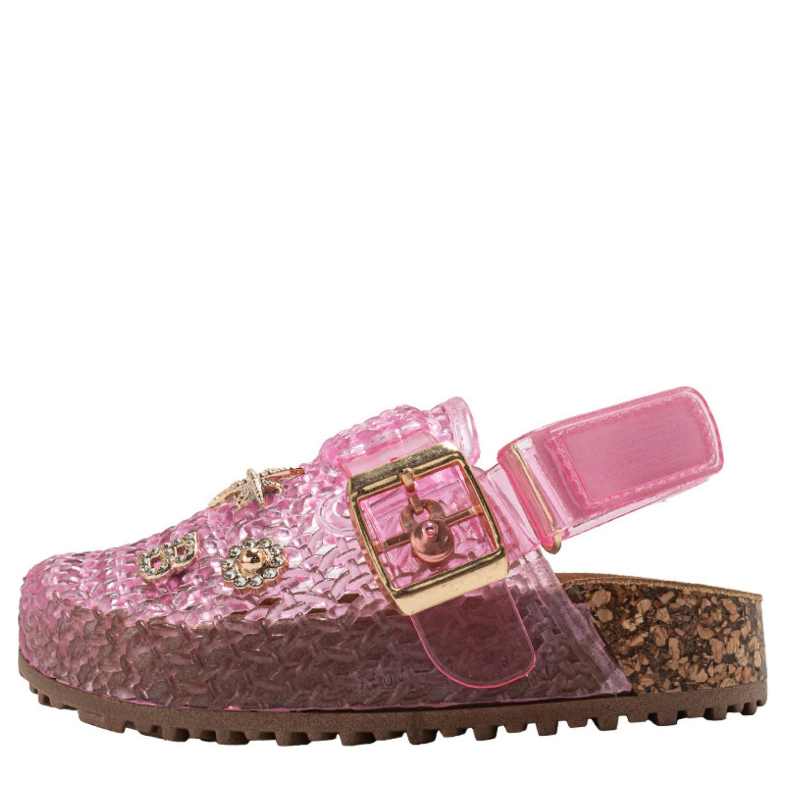 BEBE-GIRLS INFANT-TODDLER JELLY CLOG-PINK & CLEAR