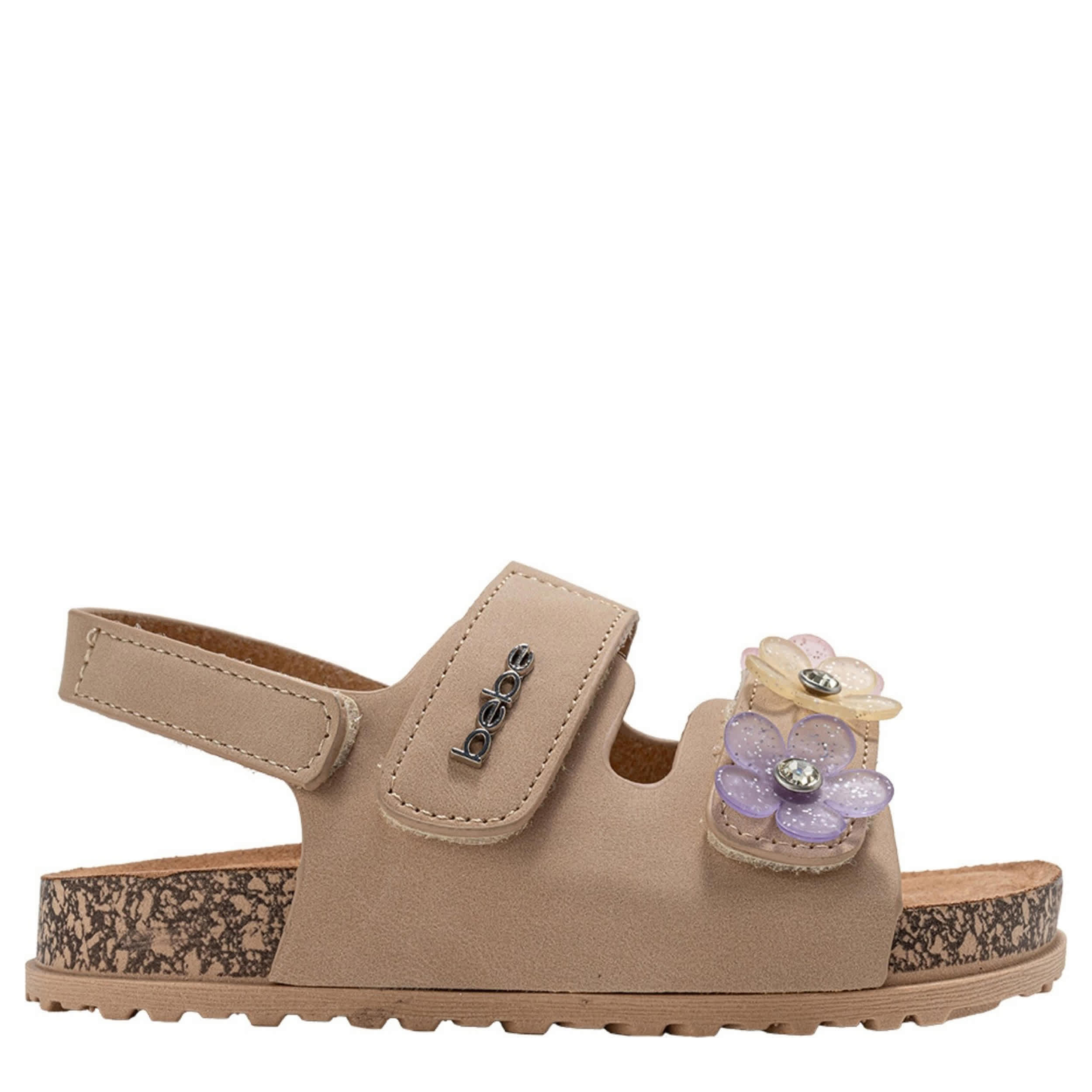 BEBE-GIRLS LITTLE-BIG KID FOOTBED SANDAL-TAN & 