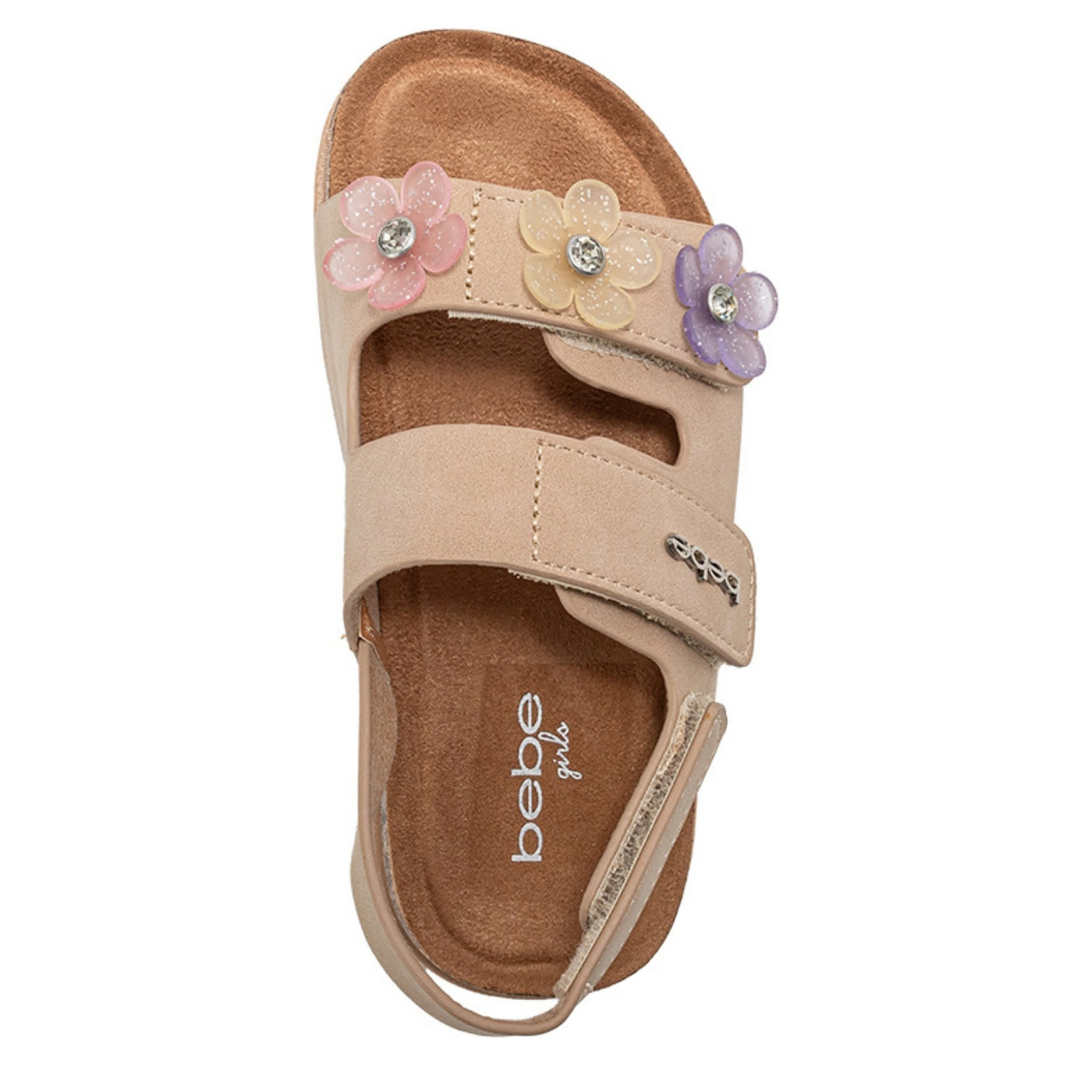 BEBE-GIRLS LITTLE-BIG KID FOOTBED SANDAL-TAN & 