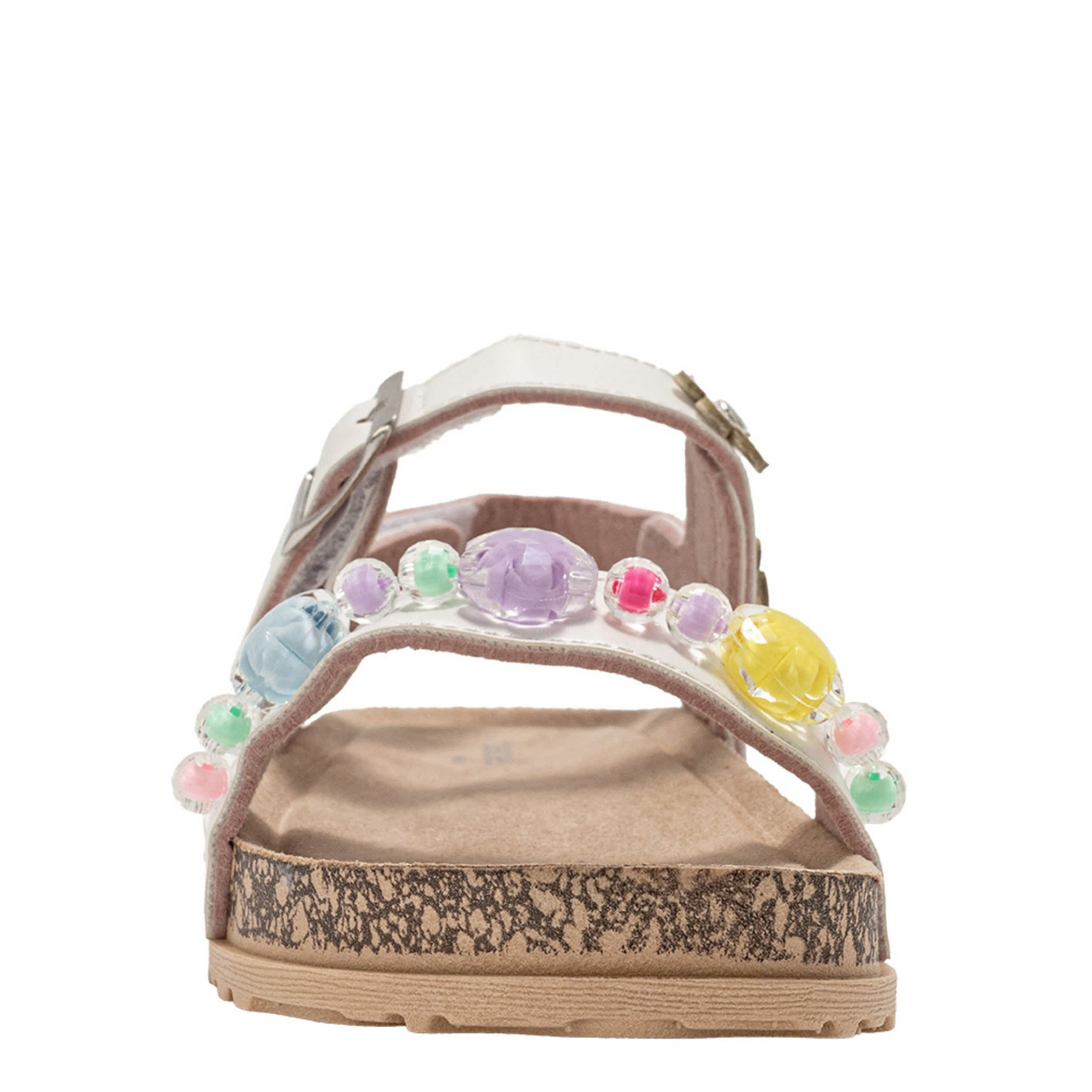 BEBE-GIRLS LITTLE-BIG KID FOOTBED SANDAL-WHITE & MULTICOLOR