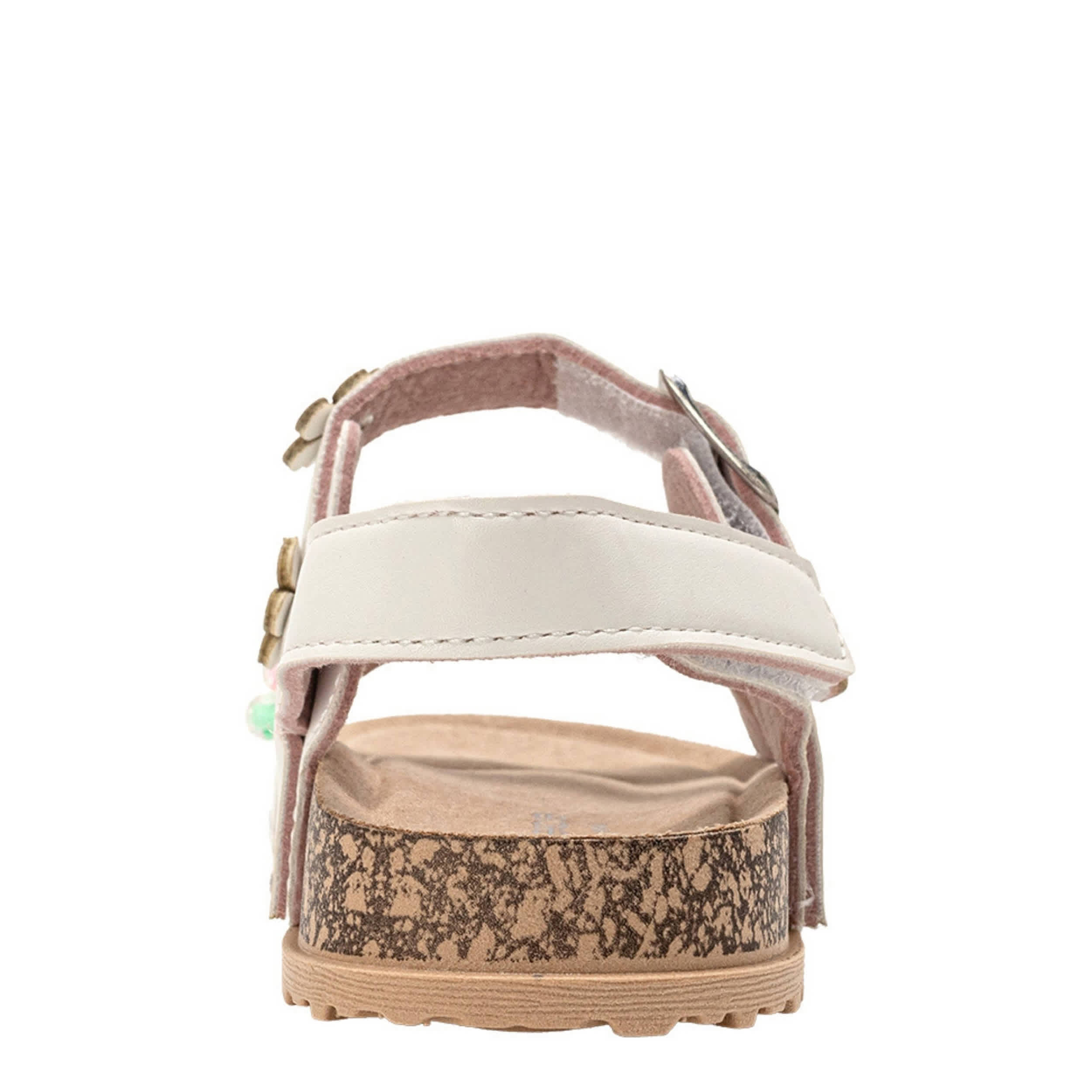 BEBE-GIRLS LITTLE-BIG KID FOOTBED SANDAL-WHITE & MULTICOLOR