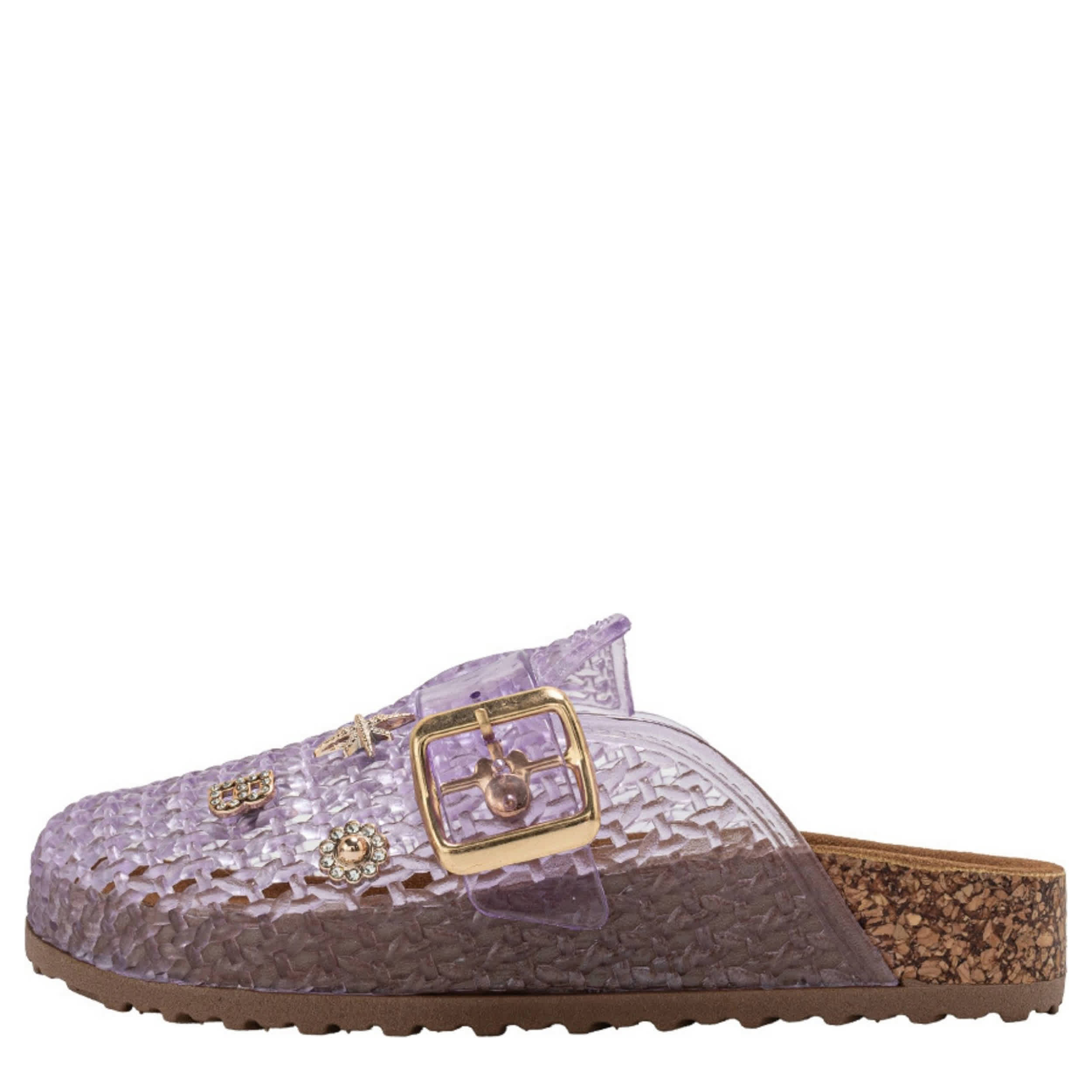 BEBE-GIRLS LITTLE-BIG KID JELLY CLOG-PURPLE & CLEAR