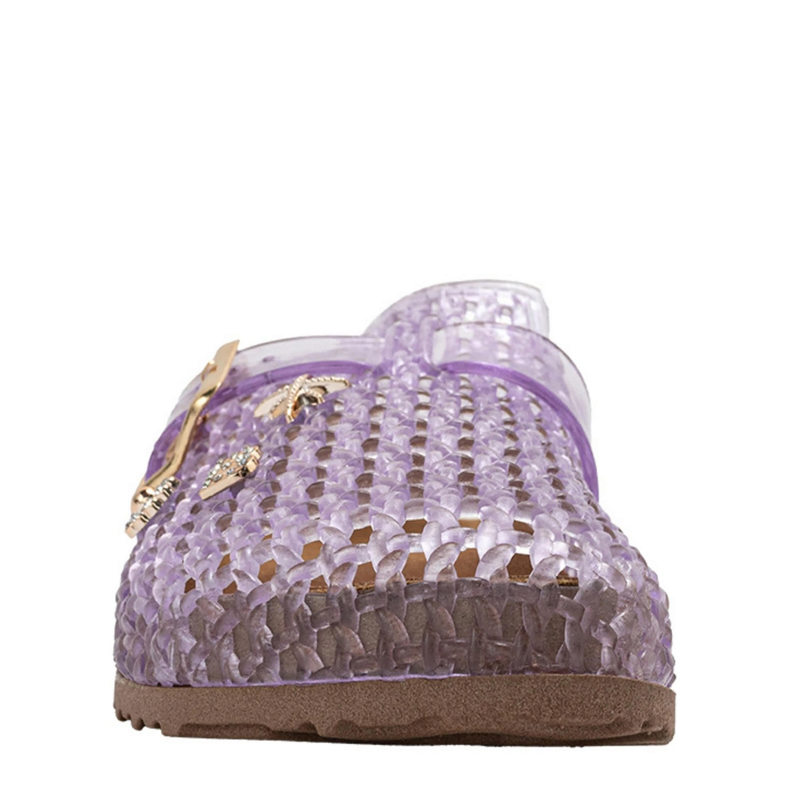 BEBE-GIRLS LITTLE-BIG KID JELLY CLOG-PURPLE & CLEAR
