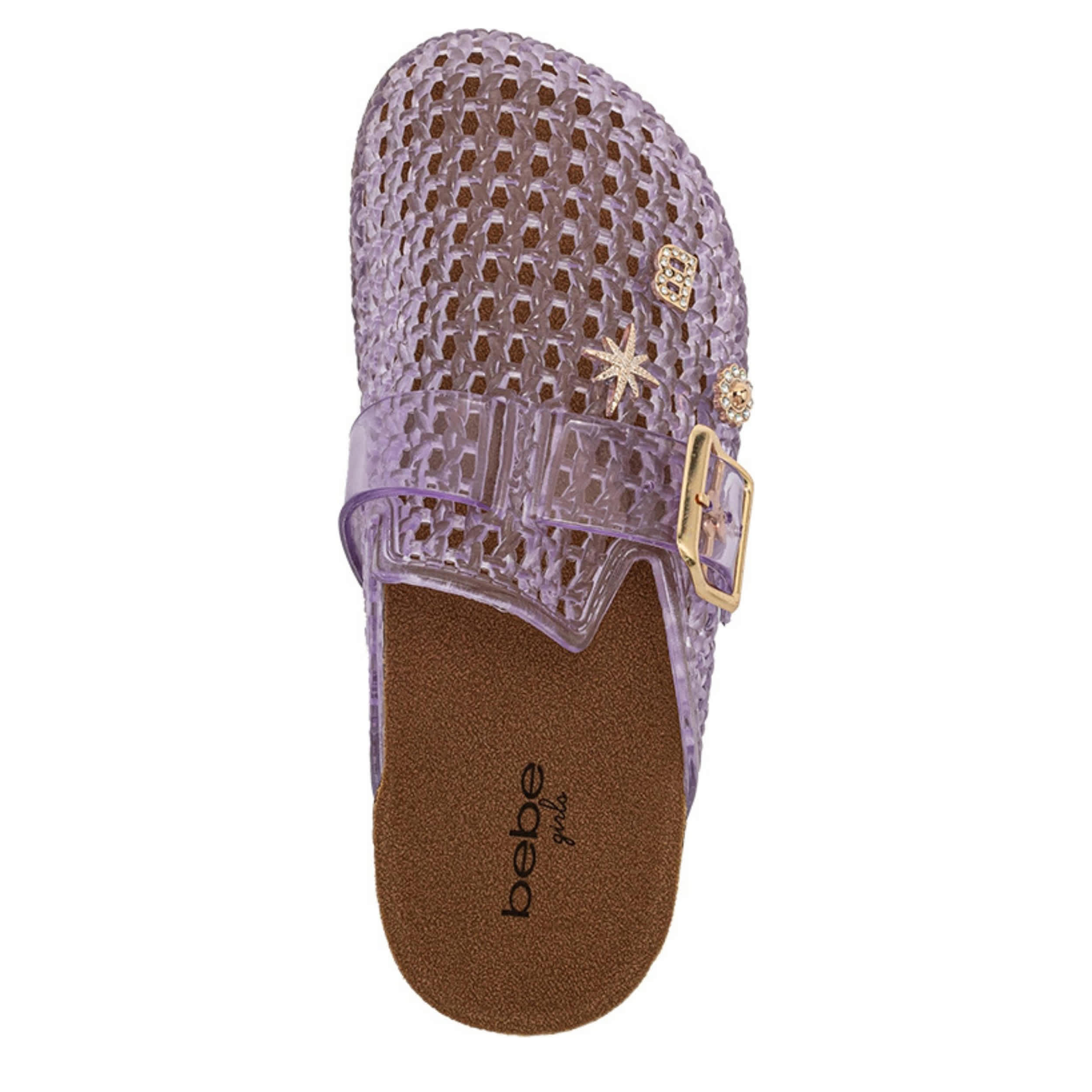 BEBE-GIRLS LITTLE-BIG KID JELLY CLOG-PURPLE & CLEAR