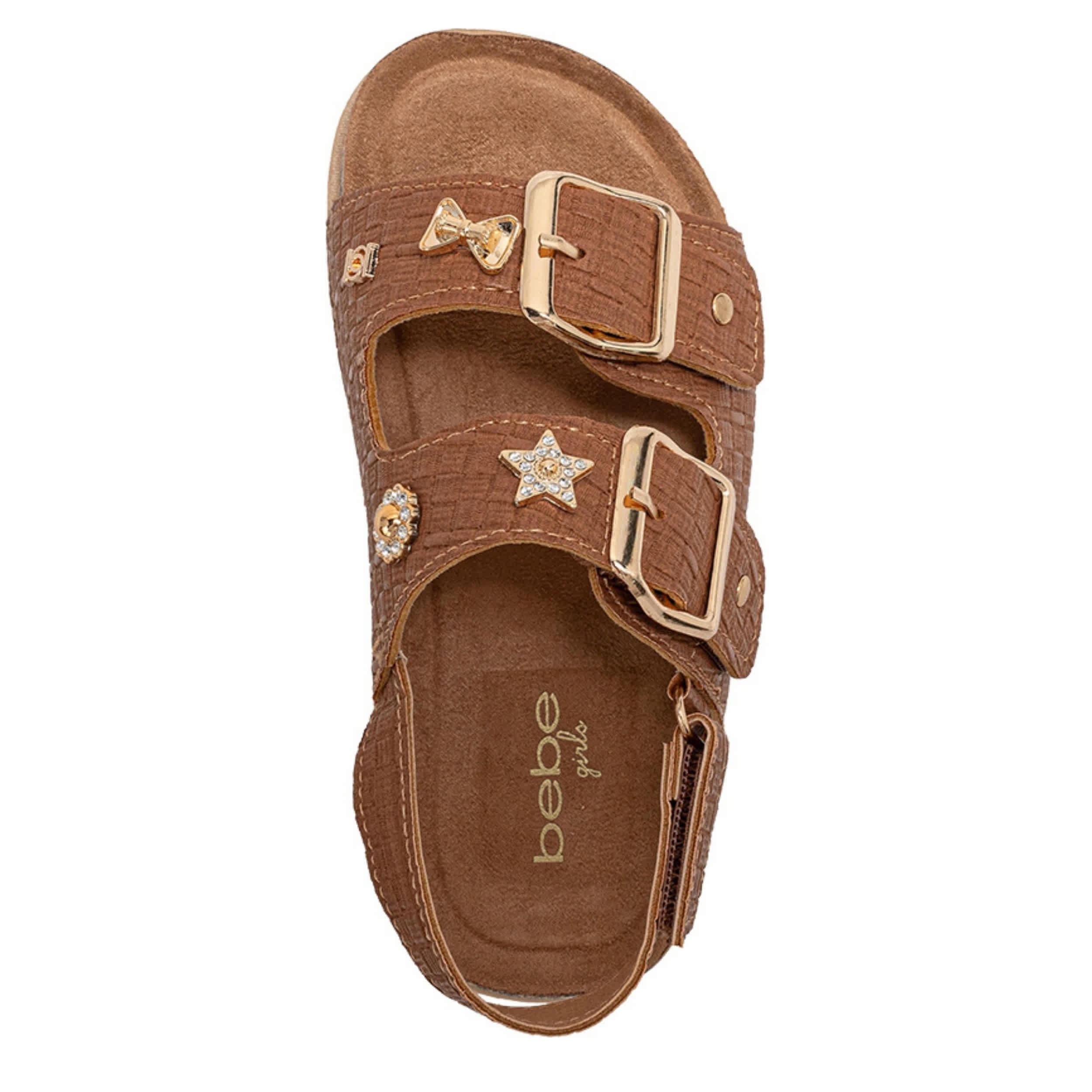 BEBE-GIRLS LITTLE-BIG KID FOOTBED SANDAL-COGNAC & 