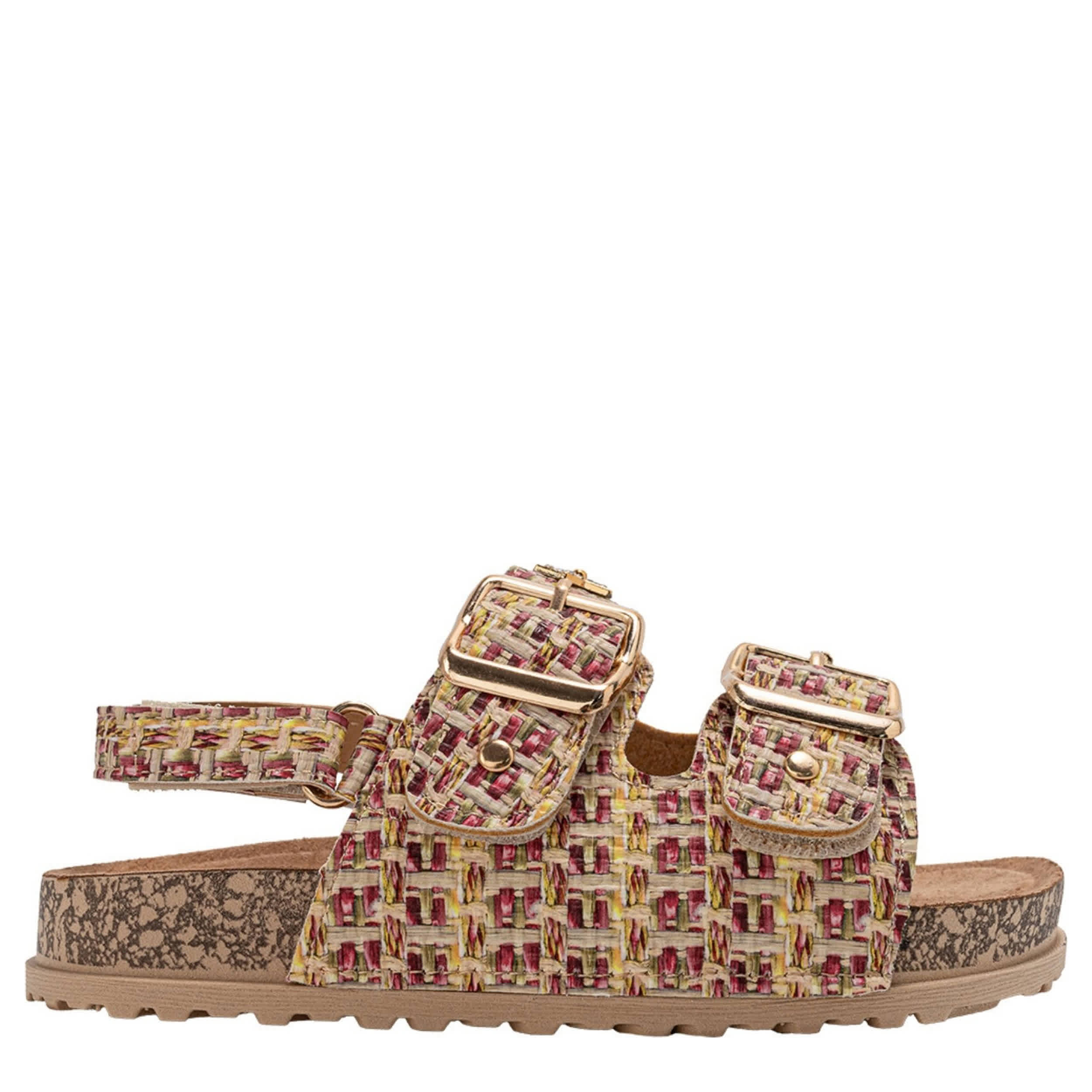 BEBE-GIRLS LITTLE-BIG KID FOOTBED SANDAL-MULTICOLOR & 