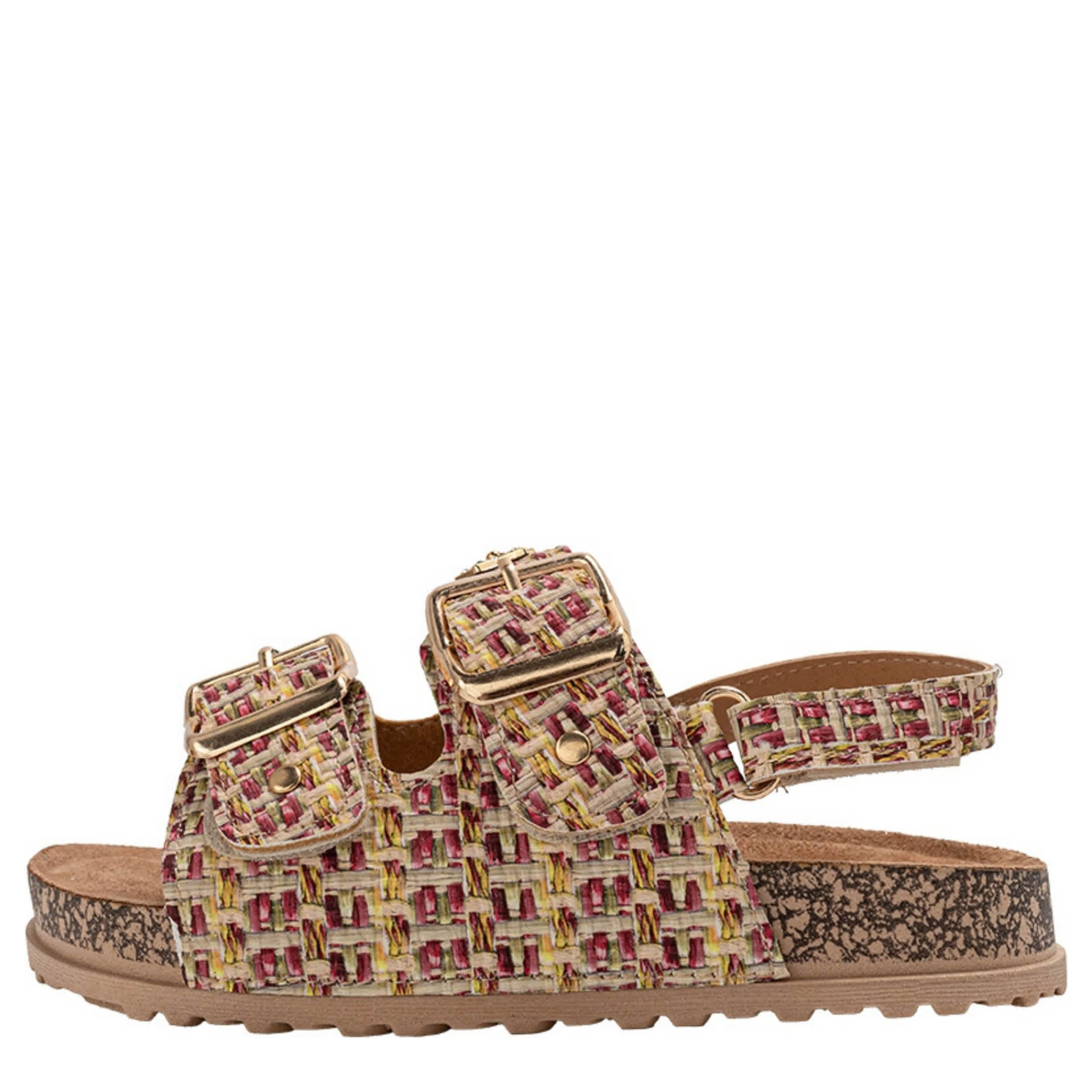BEBE-GIRLS LITTLE-BIG KID FOOTBED SANDAL-MULTICOLOR & 