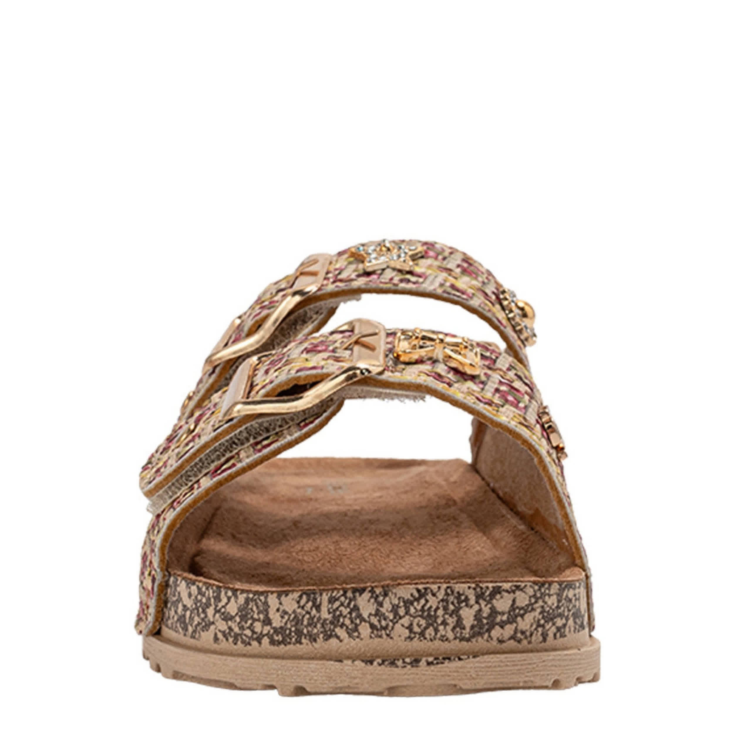 BEBE-GIRLS LITTLE-BIG KID FOOTBED SANDAL-MULTICOLOR & 