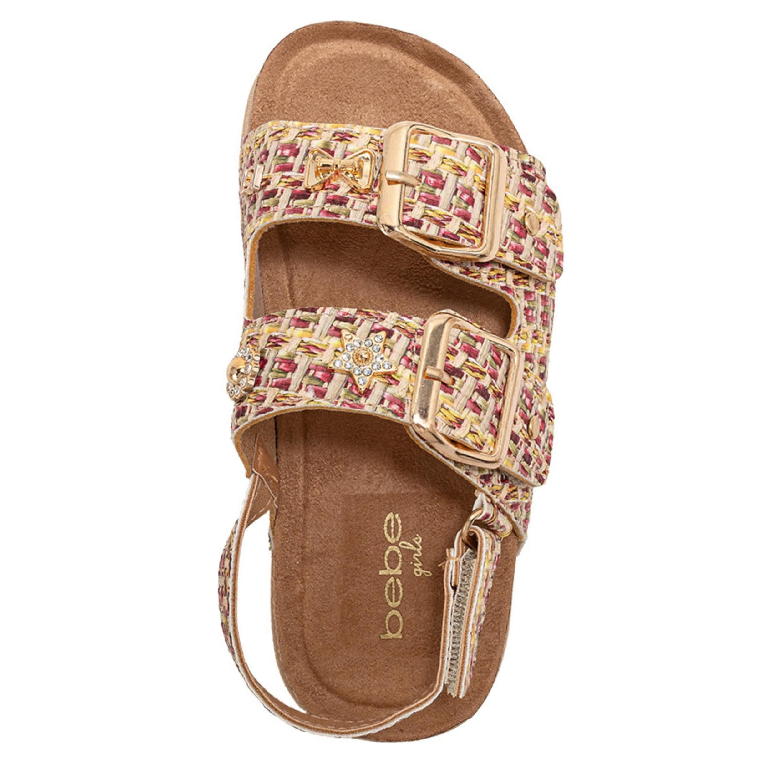 BEBE-GIRLS LITTLE-BIG KID FOOTBED SANDAL-MULTICOLOR & 