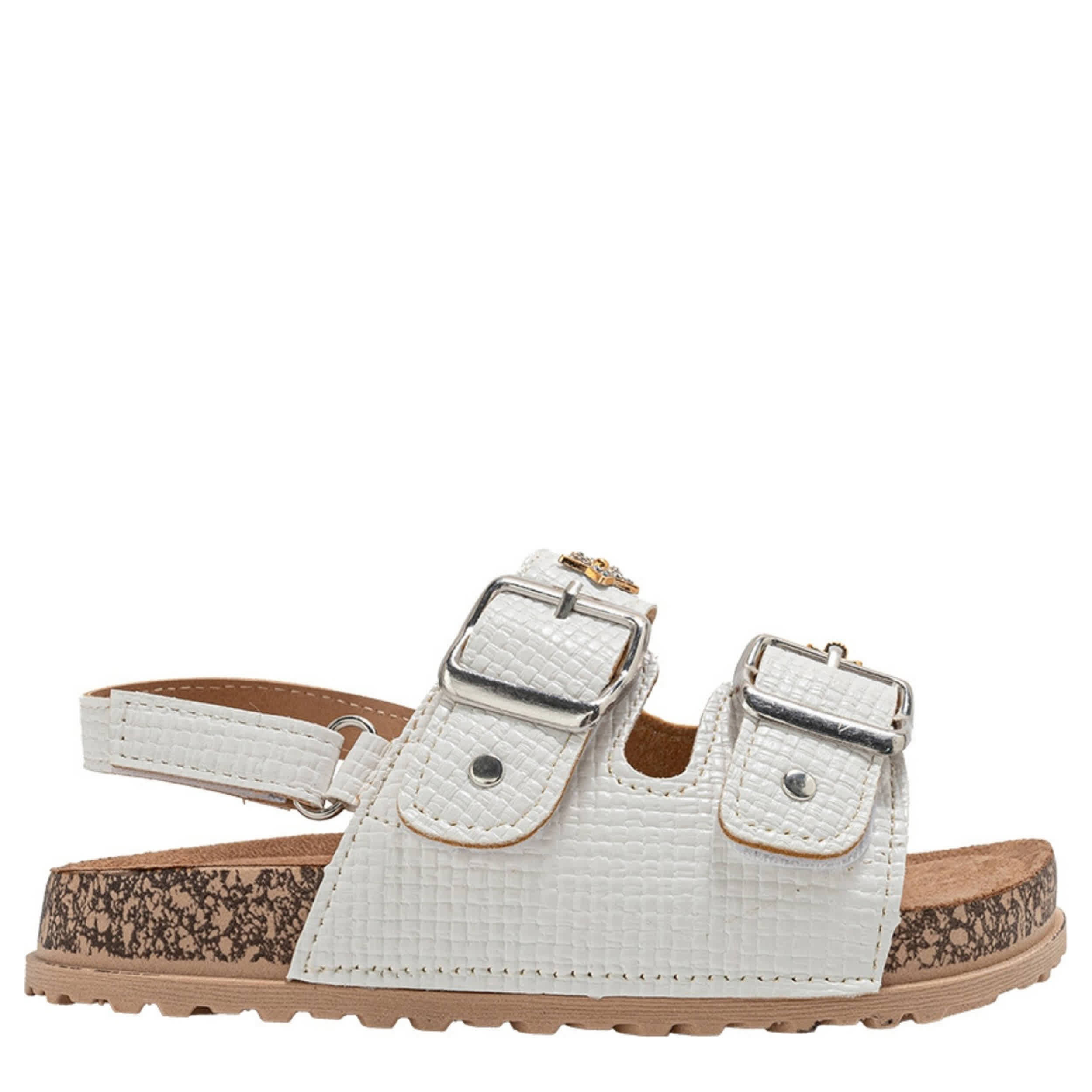 BEBE-GIRLS LITTLE-BIG KID FOOTBED SANDAL-WHITE & 