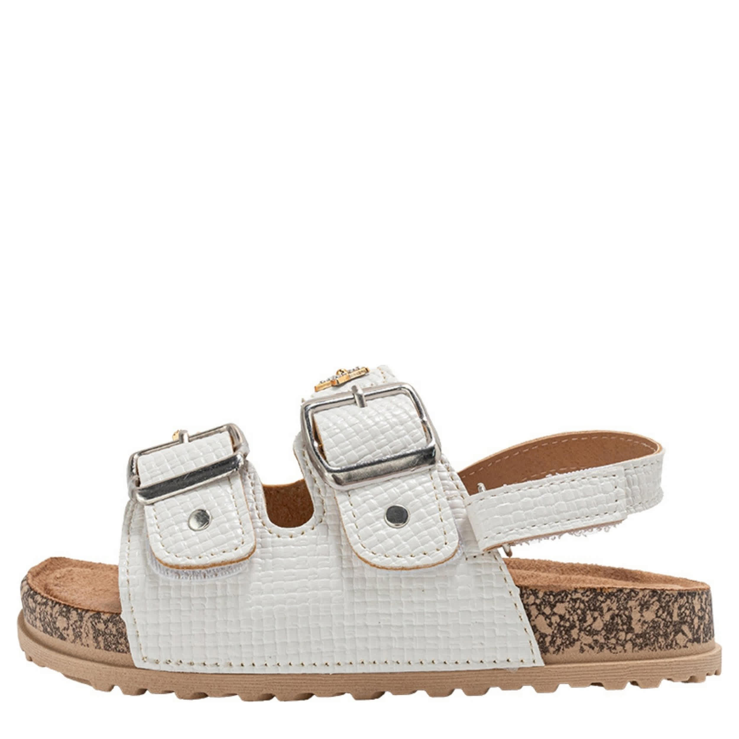 BEBE-GIRLS LITTLE-BIG KID FOOTBED SANDAL-WHITE & 