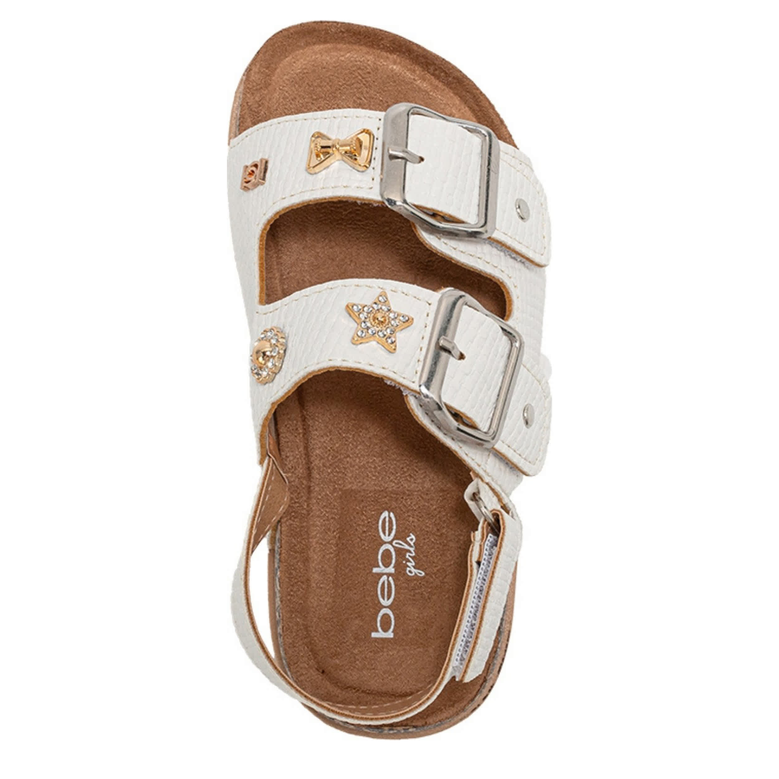 BEBE-GIRLS LITTLE-BIG KID FOOTBED SANDAL-WHITE & 