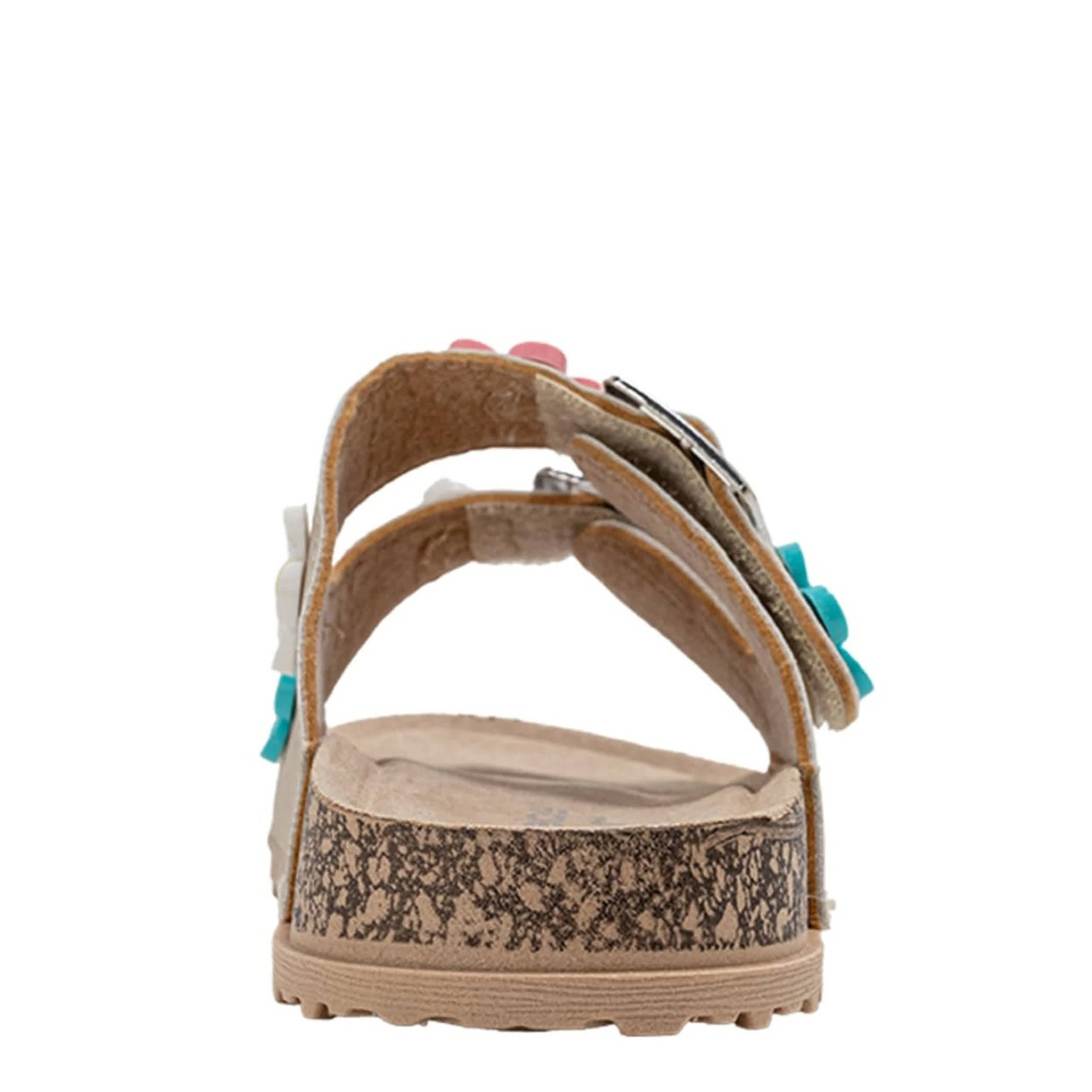 BEBE-GIRLS LITTLE-BIG KID FOOTBED SANDAL-TAN & FLORAL