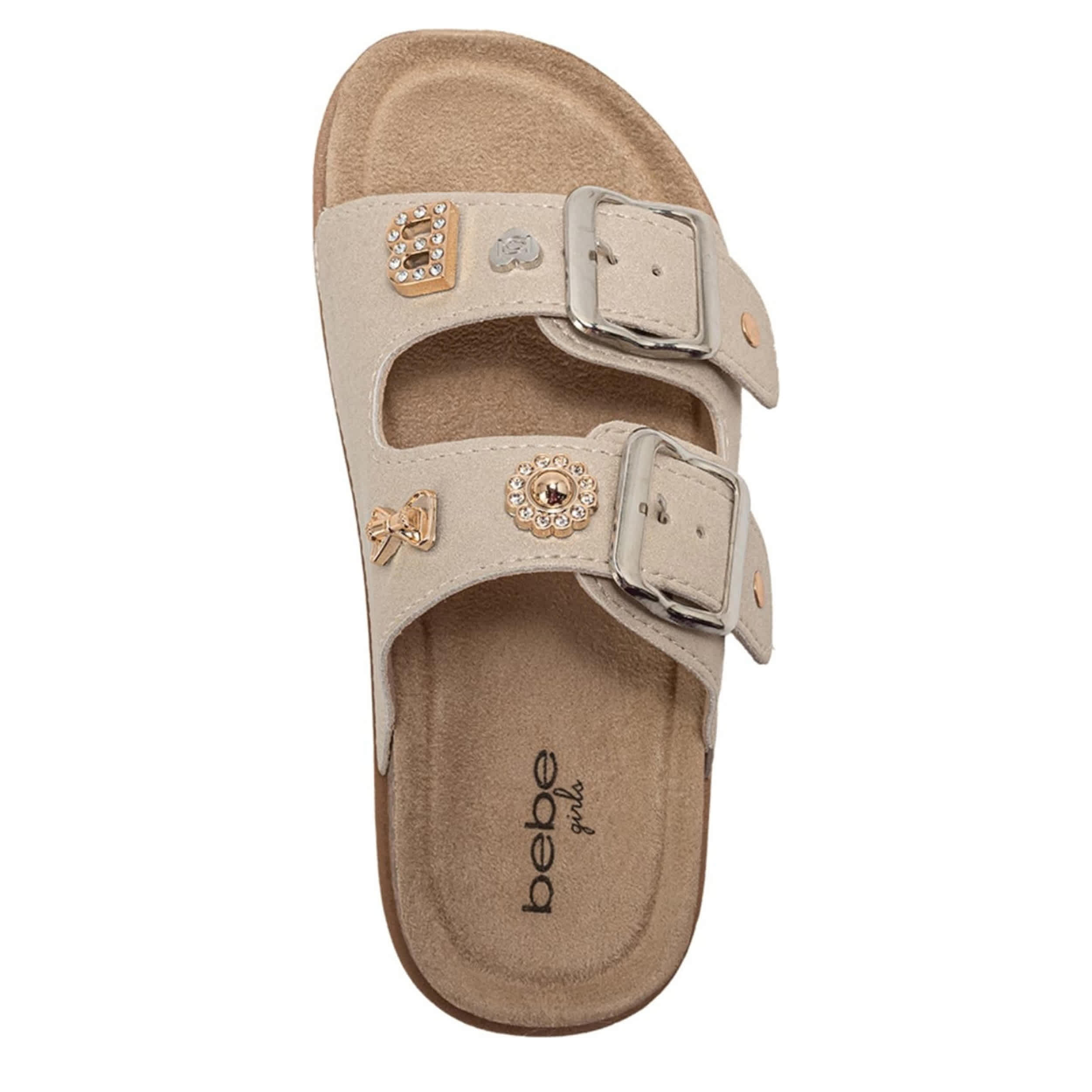 BEBE-GIRLS LITTLE-BIG KID FOOTBED SANDAL-TAN & TAN