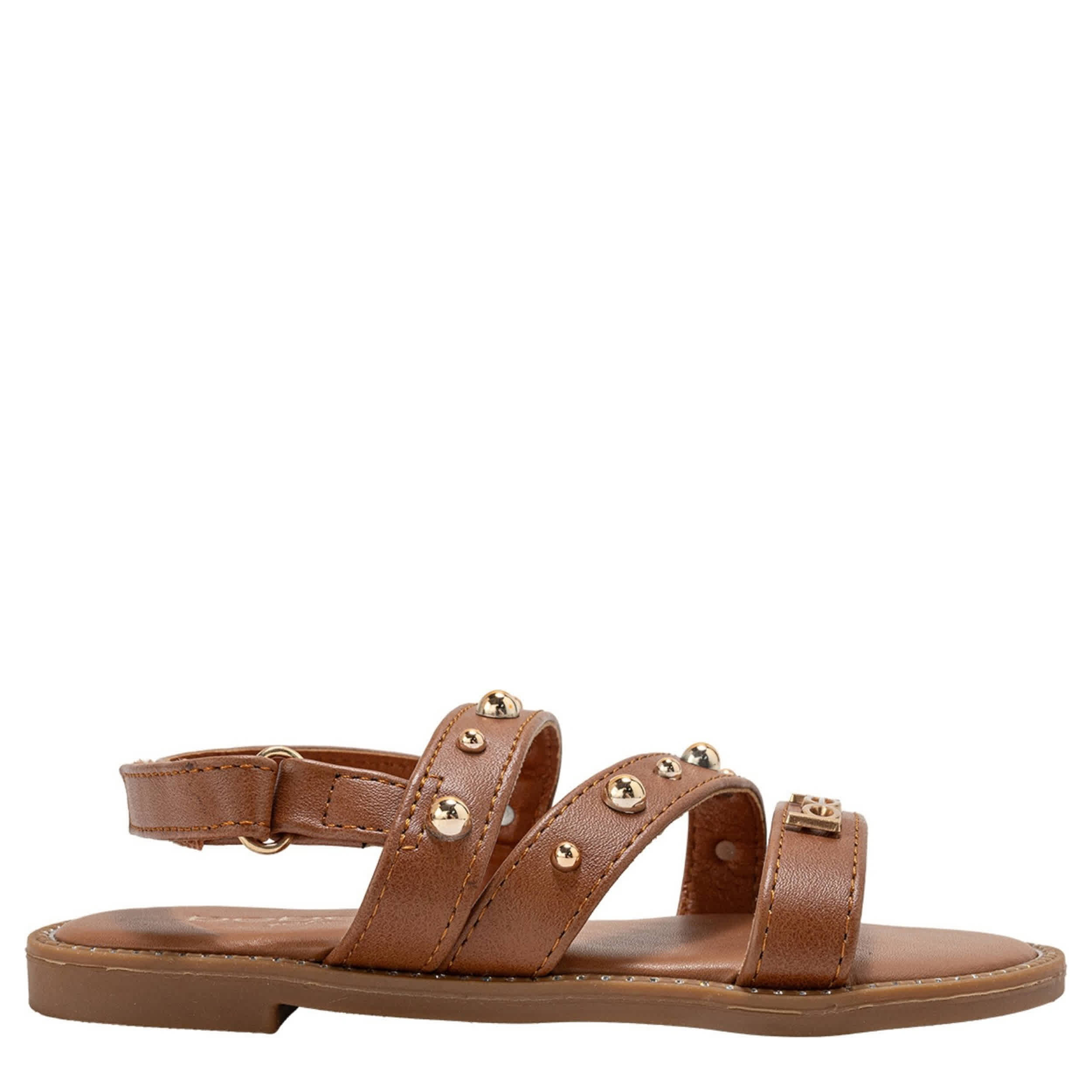 BEBE-GIRLS LITTLE-BIG KID FLAT SANDAL-COGNAC & 