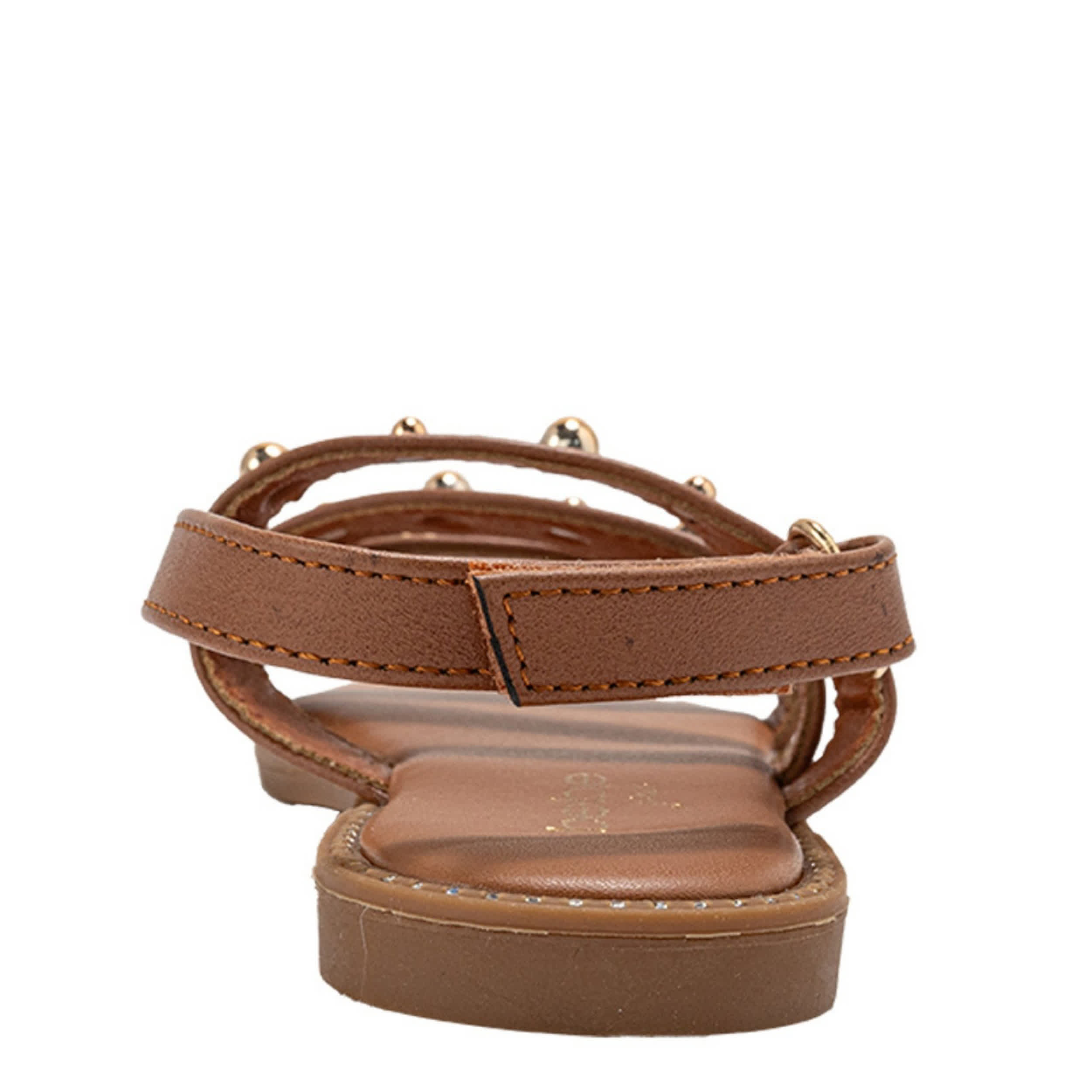 BEBE-GIRLS LITTLE-BIG KID FLAT SANDAL-COGNAC & 