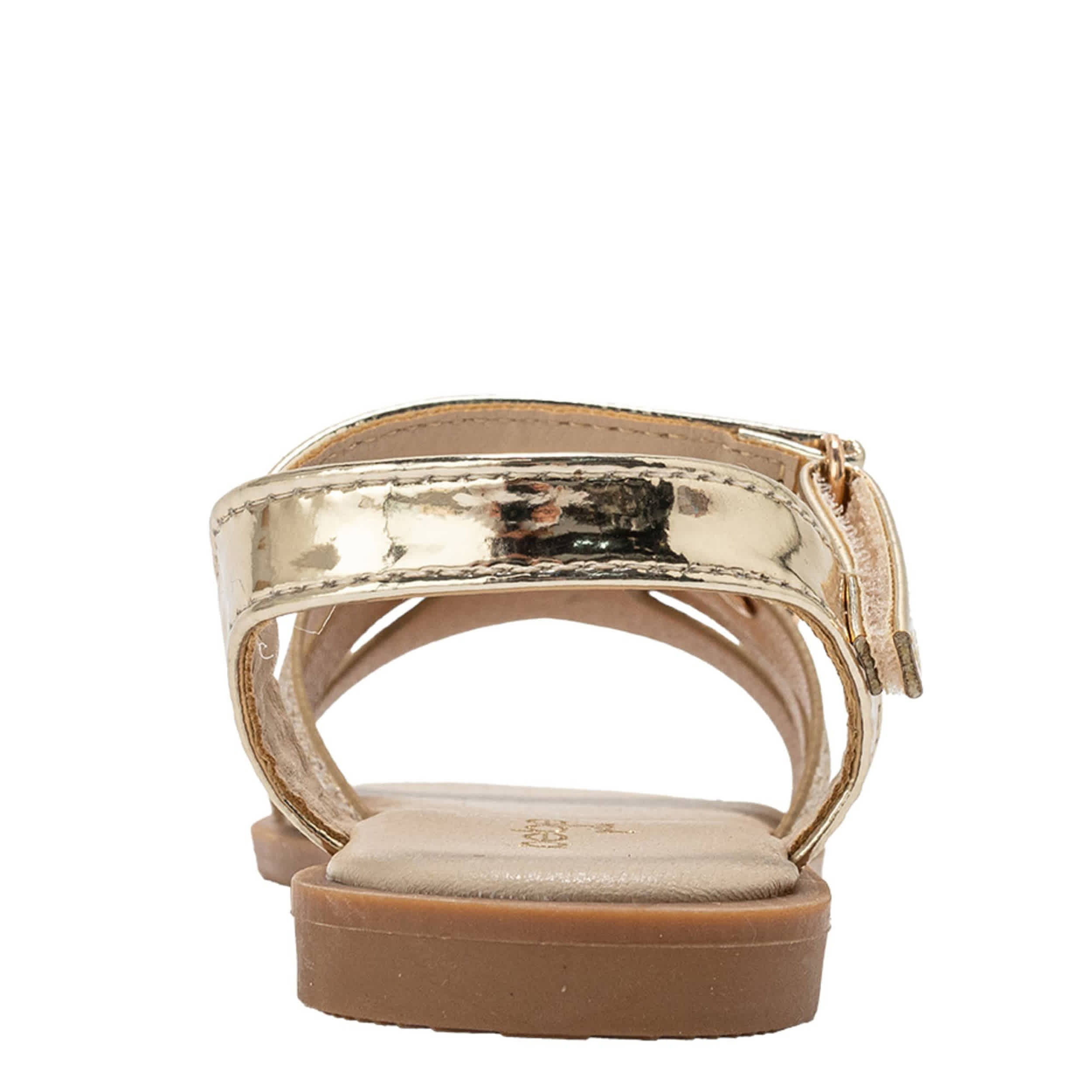 BEBE-GIRLS LITTLE-BIG KID FLAT SANDAL-GOLD & MED METALLIC